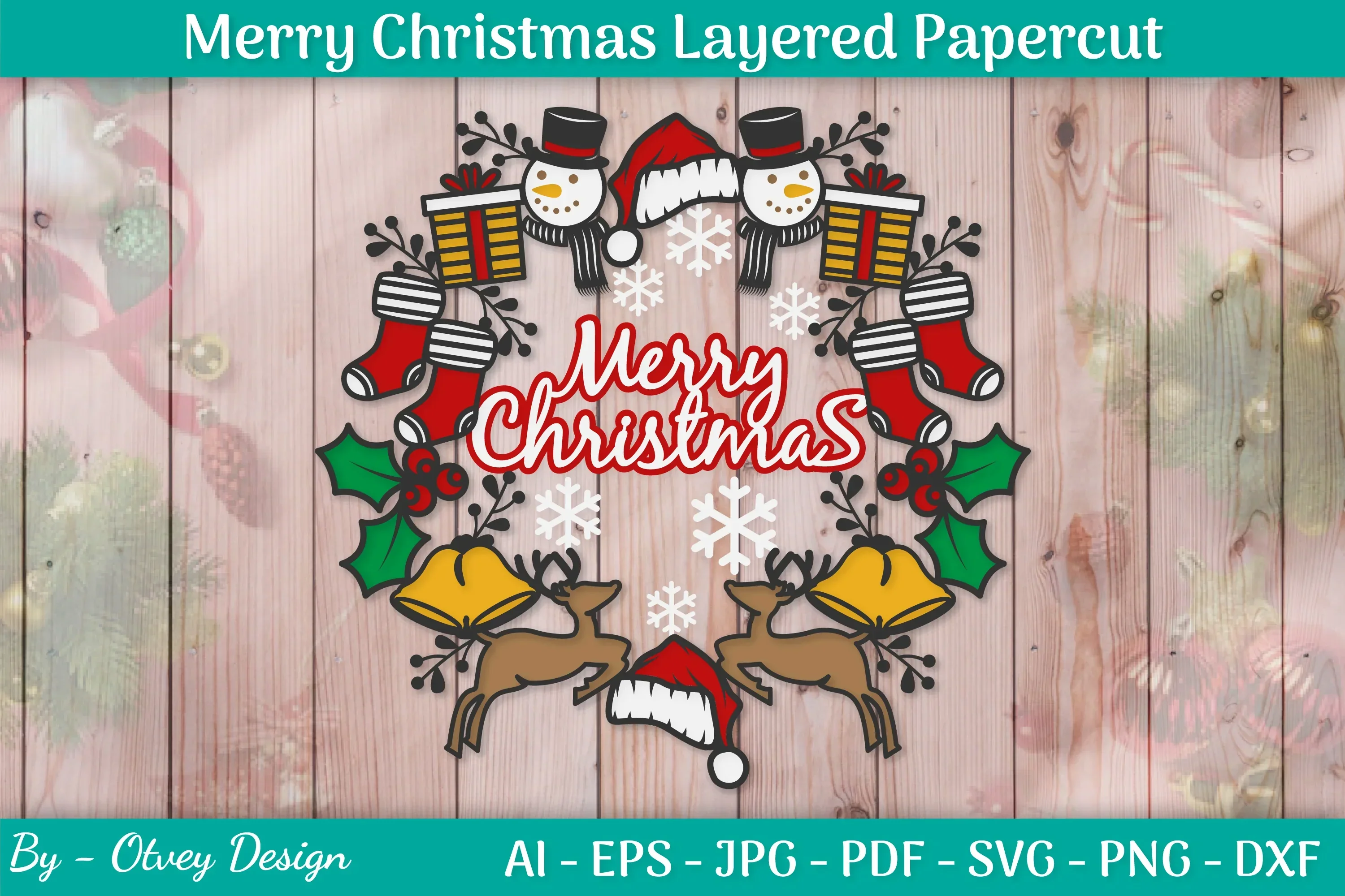 Merry Christmas Papercut SVG Bundle - Image 2