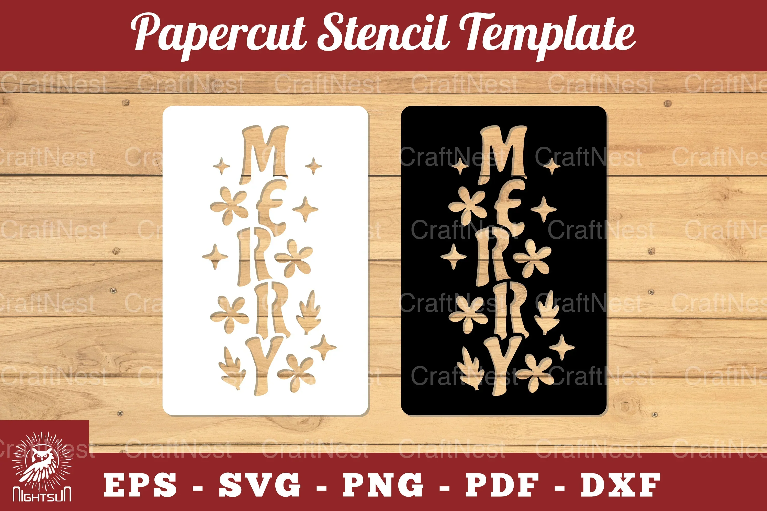 Merry Papercut Stencil Clipart Bundle
