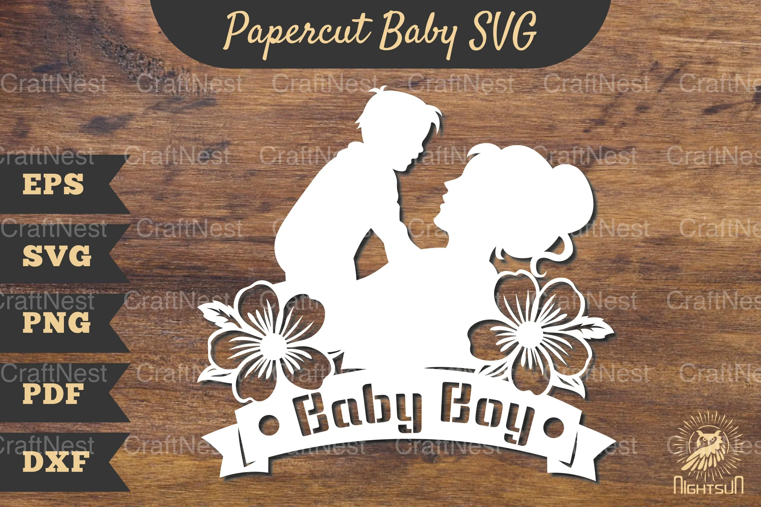 Mom and Baby Boy Papercut SVG Bundle