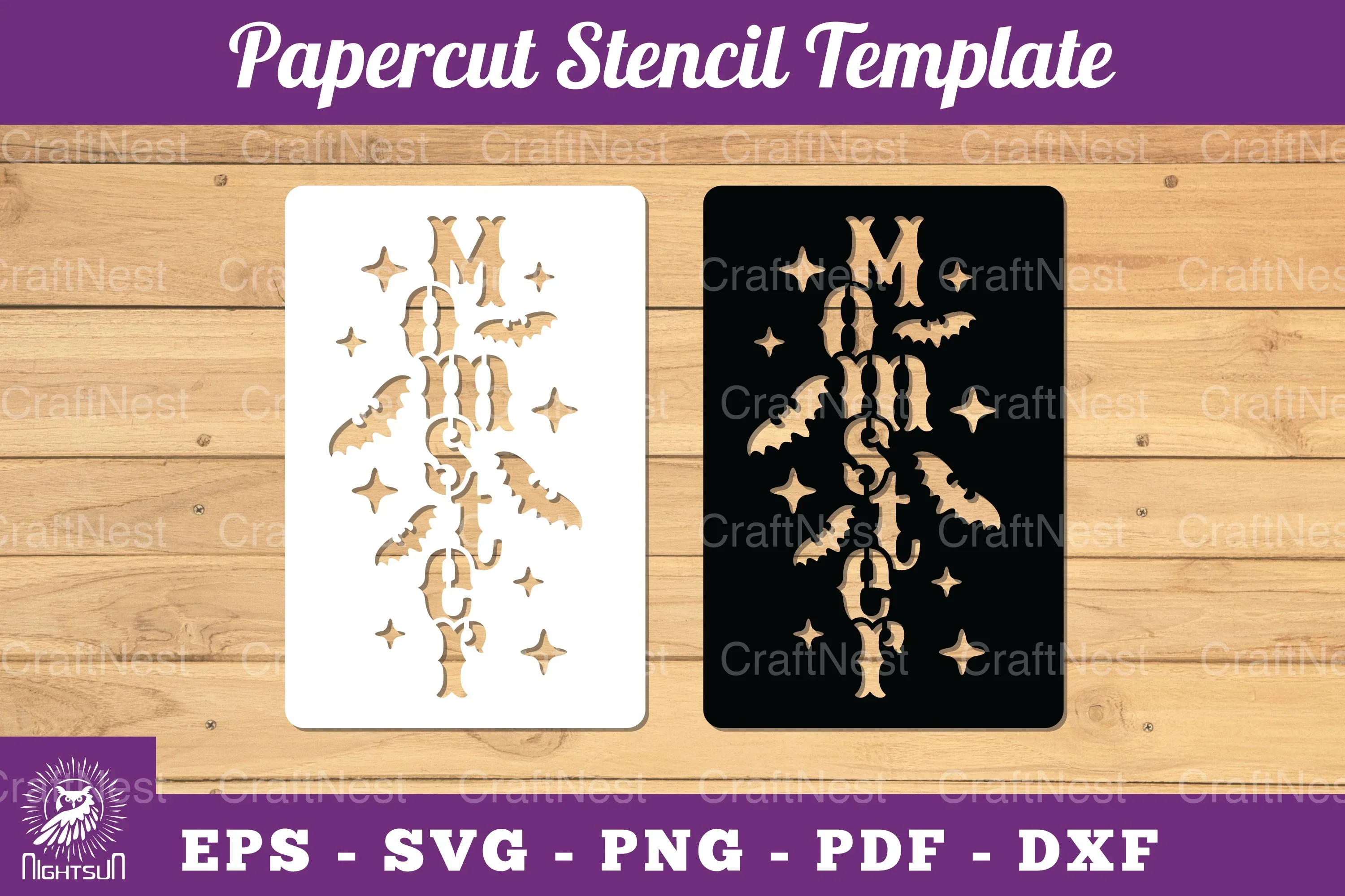 Momster Papercut Stencil Clipart Bundle