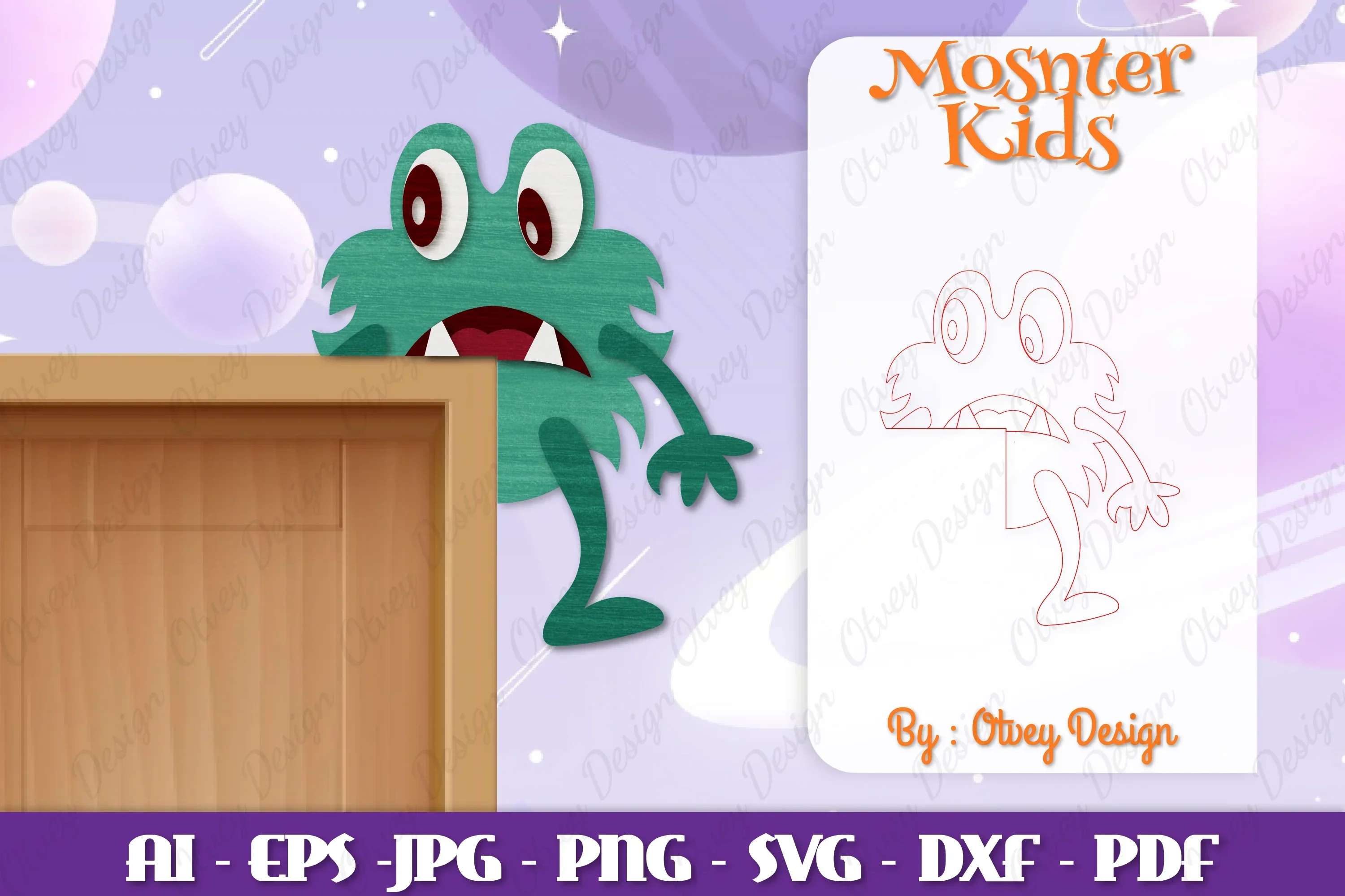 Monster Kids Corner Door Lasercut SVG Bundle