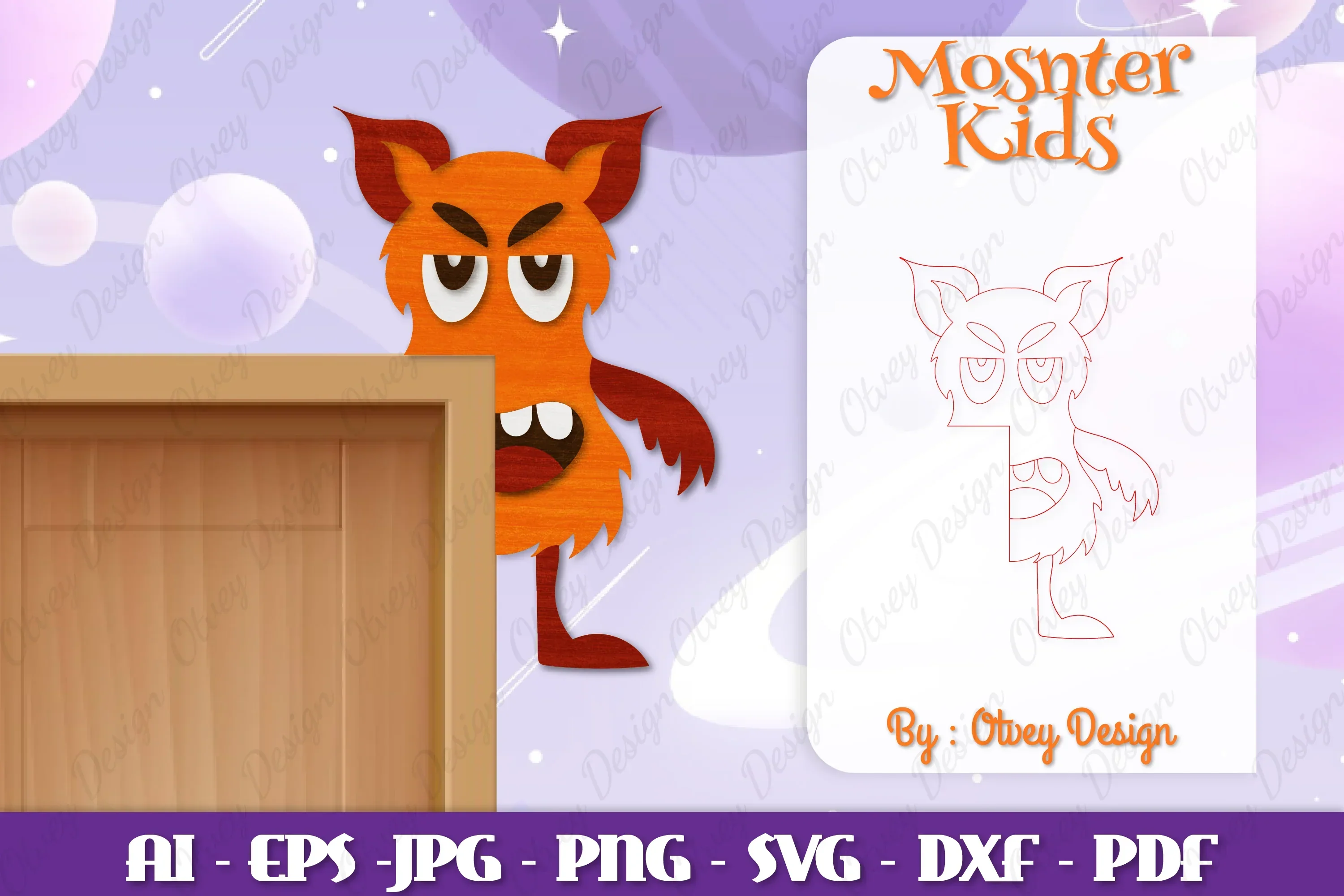 Monster Kids Corner Door Lasercut SVG Bundle