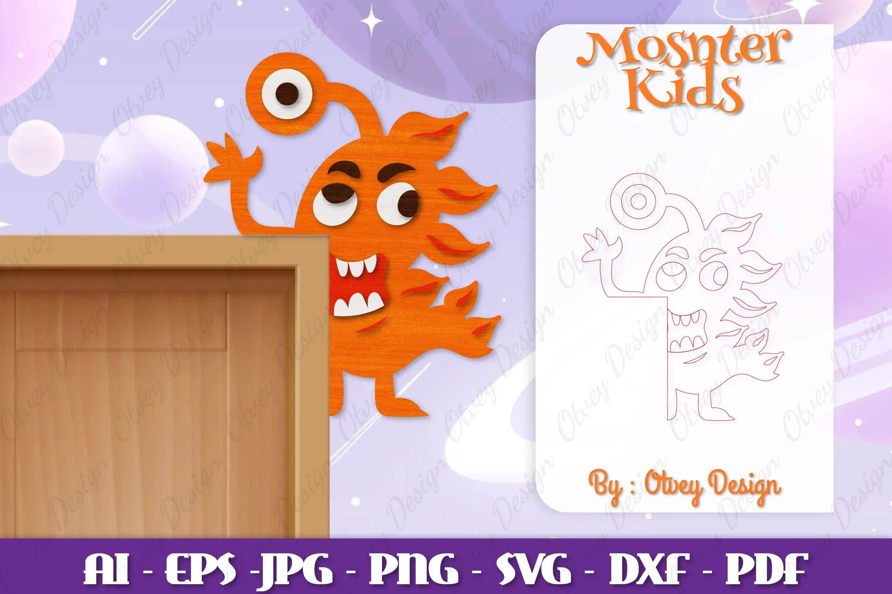 Monster Kids Corner Door Lasercut SVG Bundle