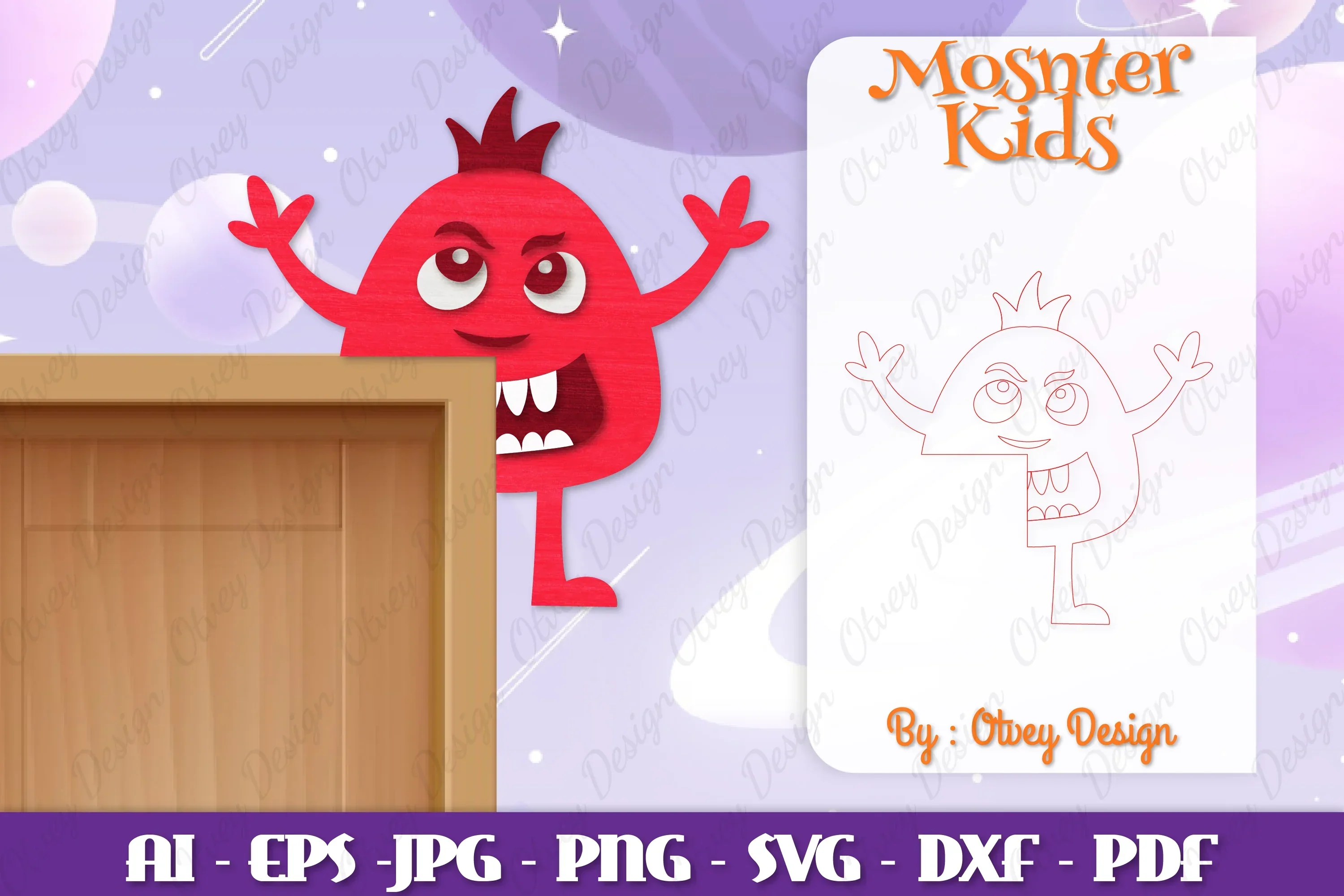 Monster Kids Corner Door Lasercut SVG Bundle