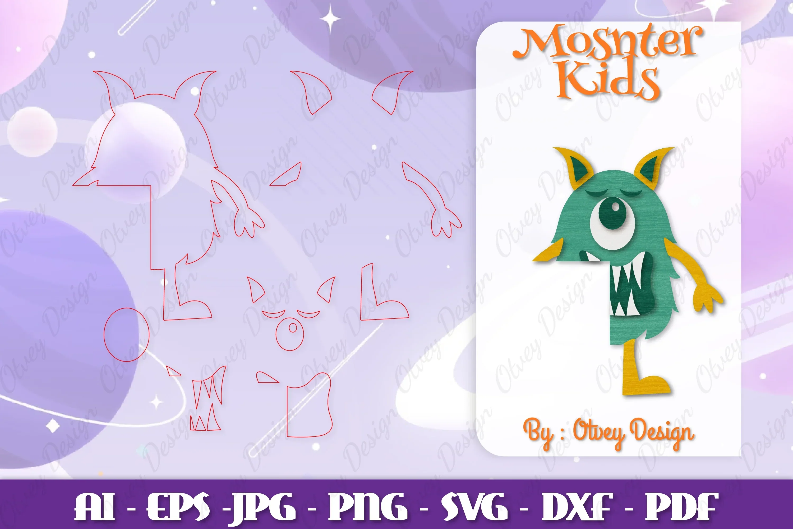 Monster Kids Corner Door Lasercut SVG Bundle - Image 2