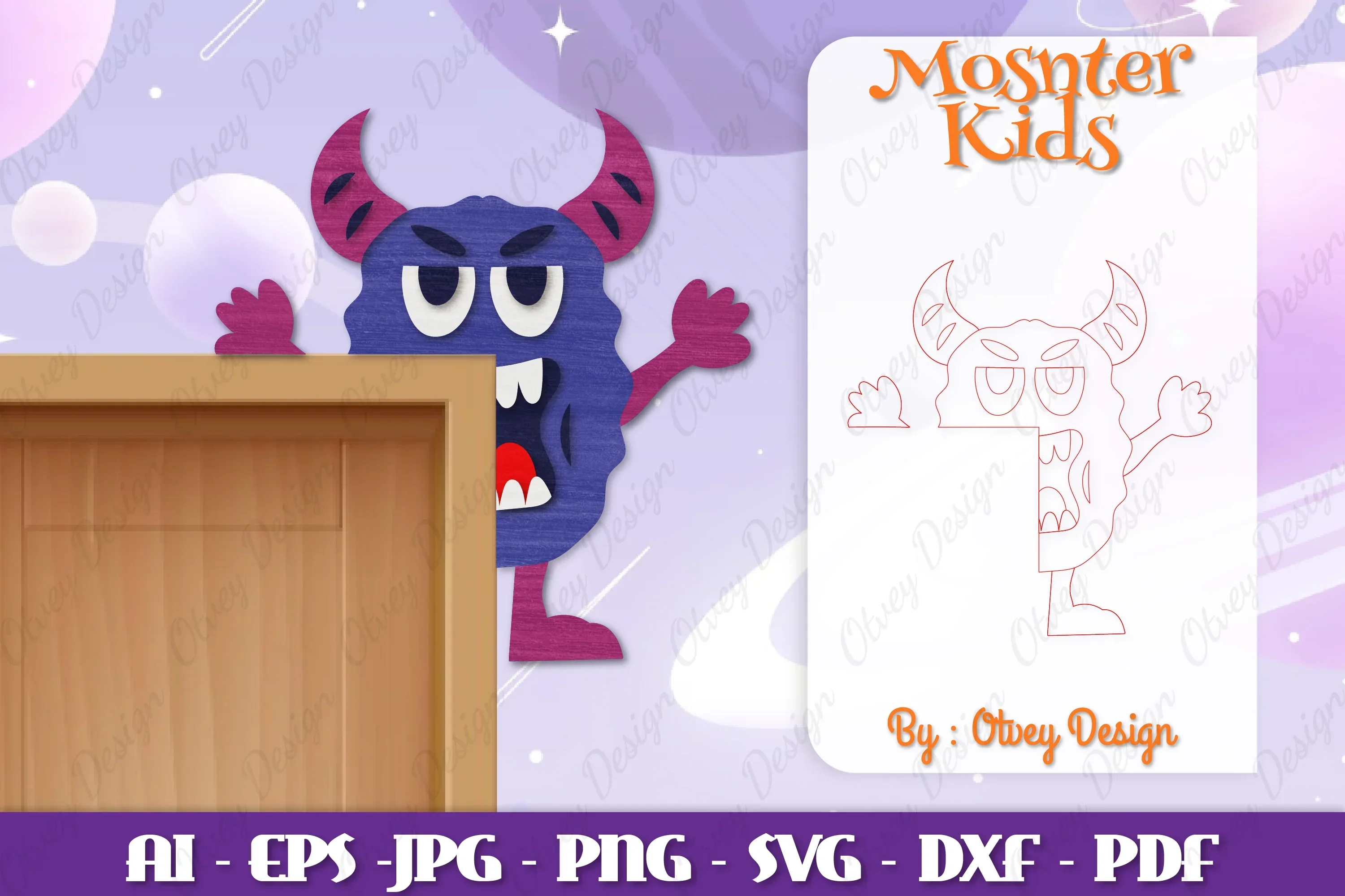 Monster Kids Corner Door Lasercut SVG Bundle