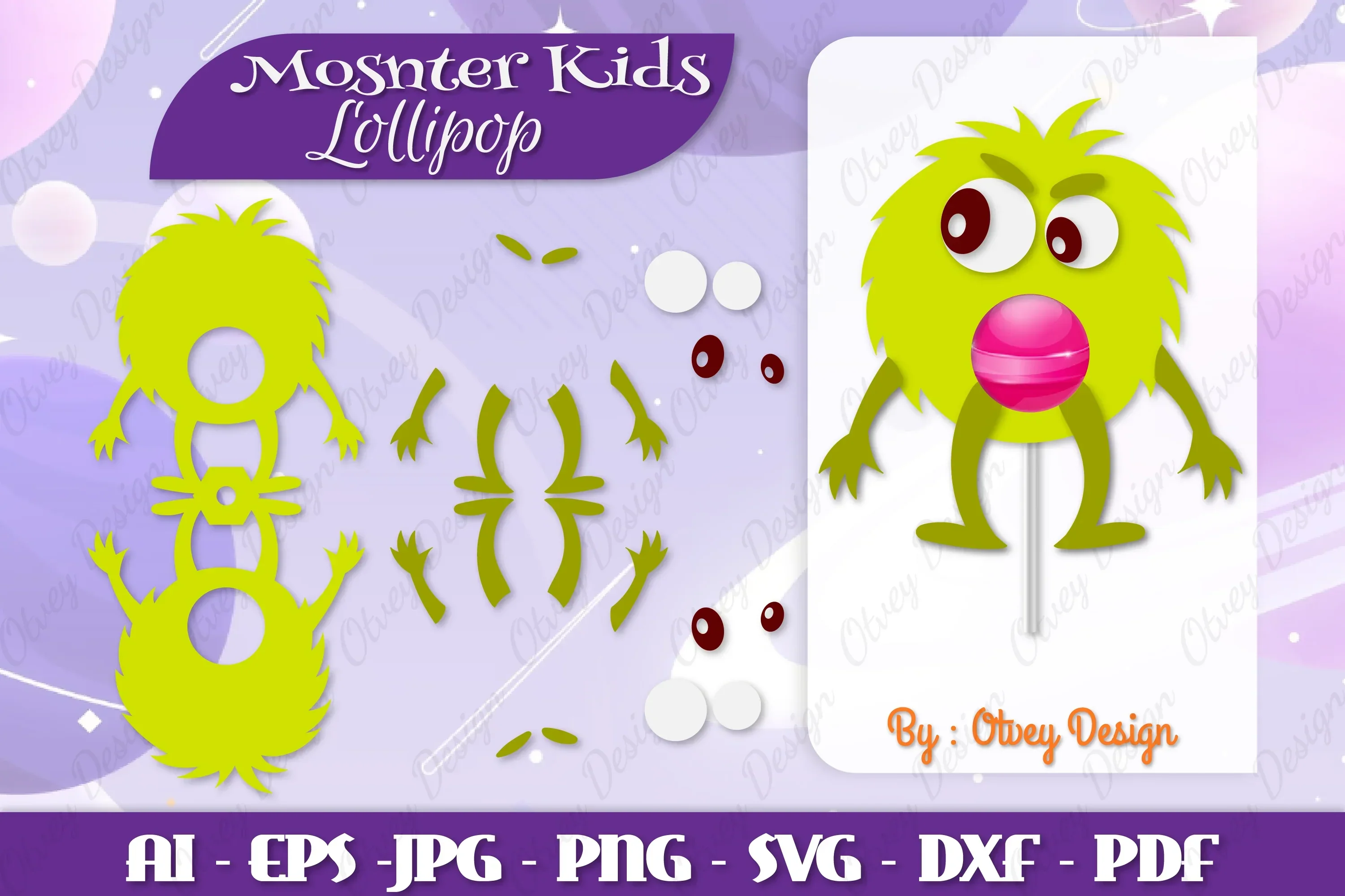 Monster Kids Lollipop Holders SVG Bundle