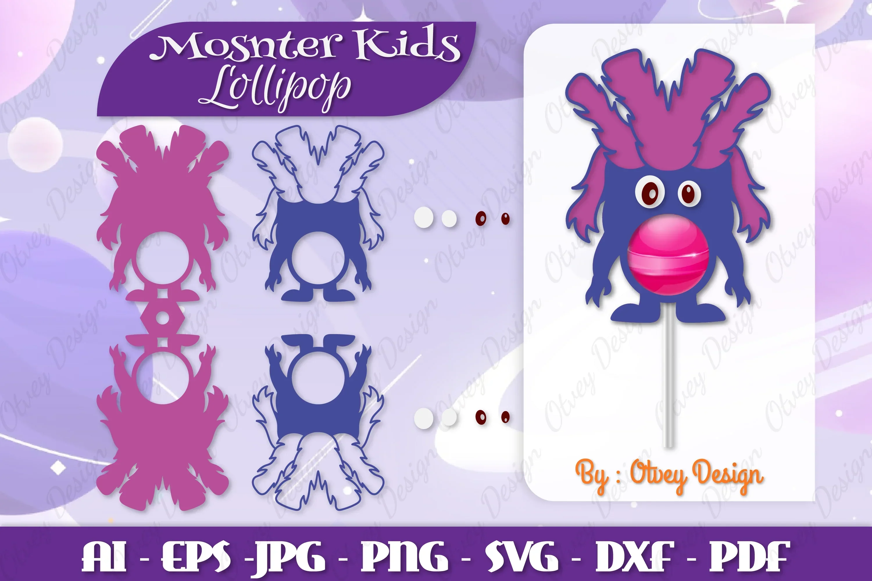 Monster Kids Lollipop Holders SVG Bundle
