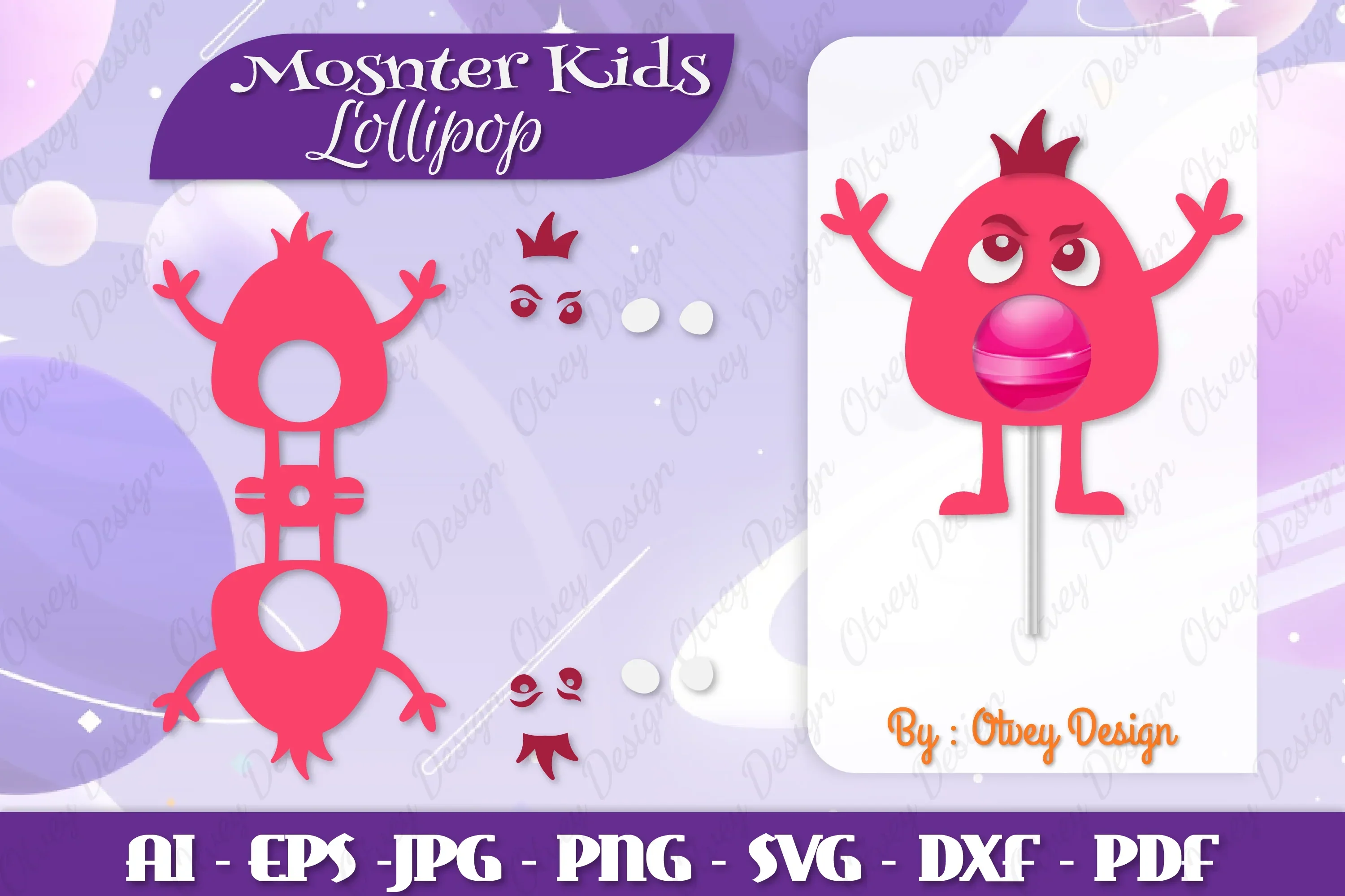 Monster Kids Lollipop Holders SVG Bundle