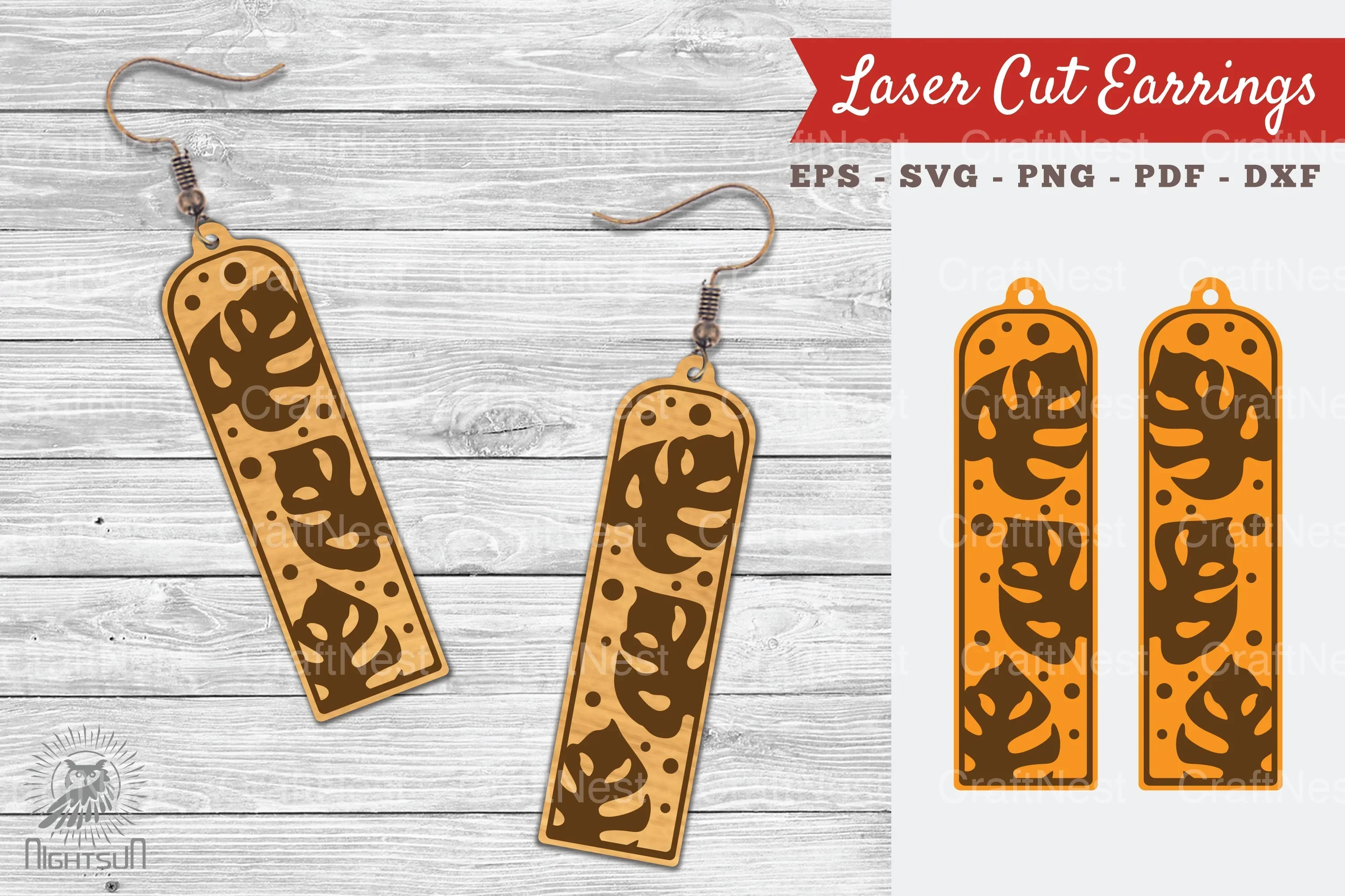 Monstera Leaves Laser Cut Earrings Clipart Bundle