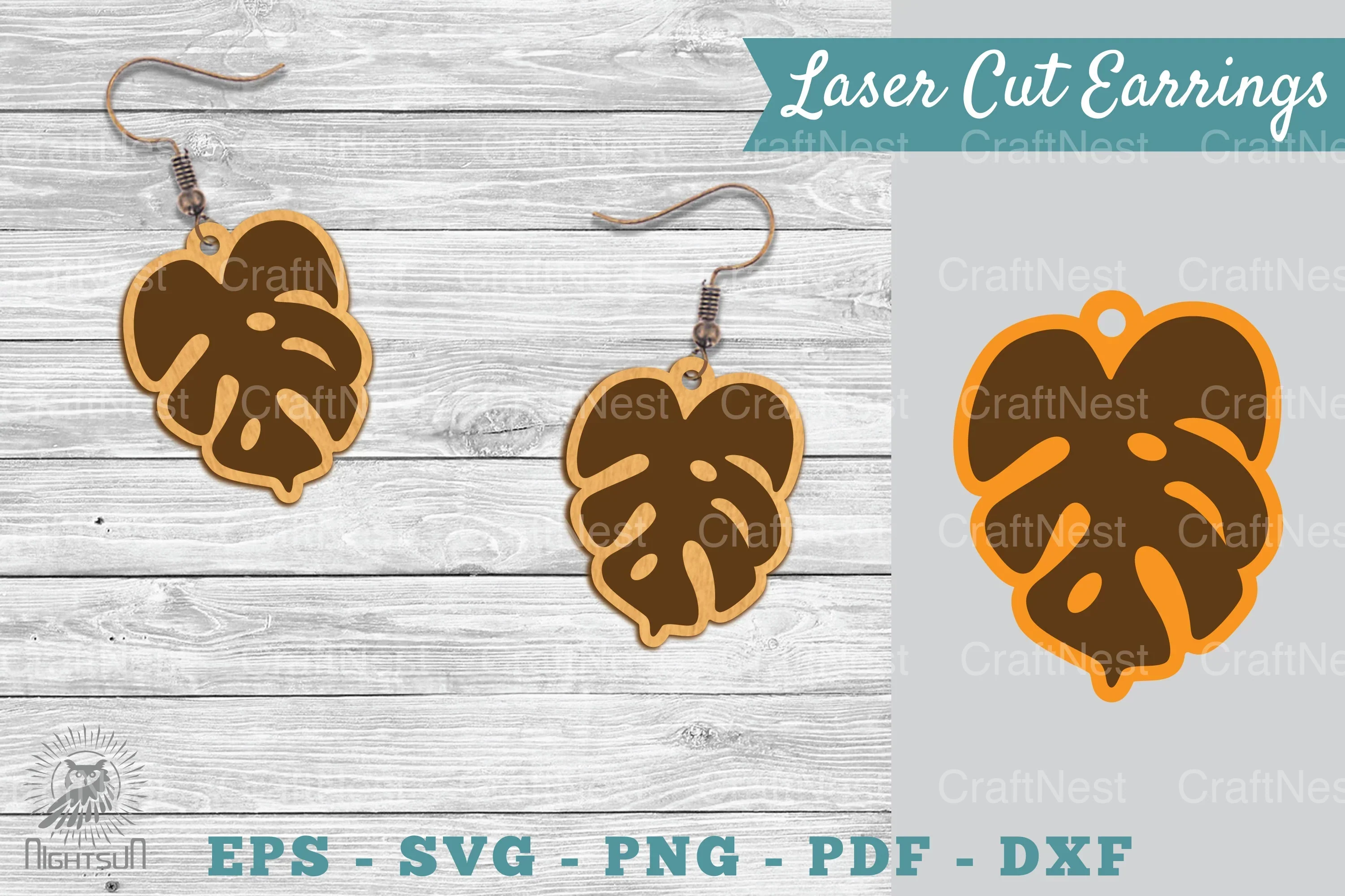 Monstera Leaves Laser Cut Earrings SVG Bundle
