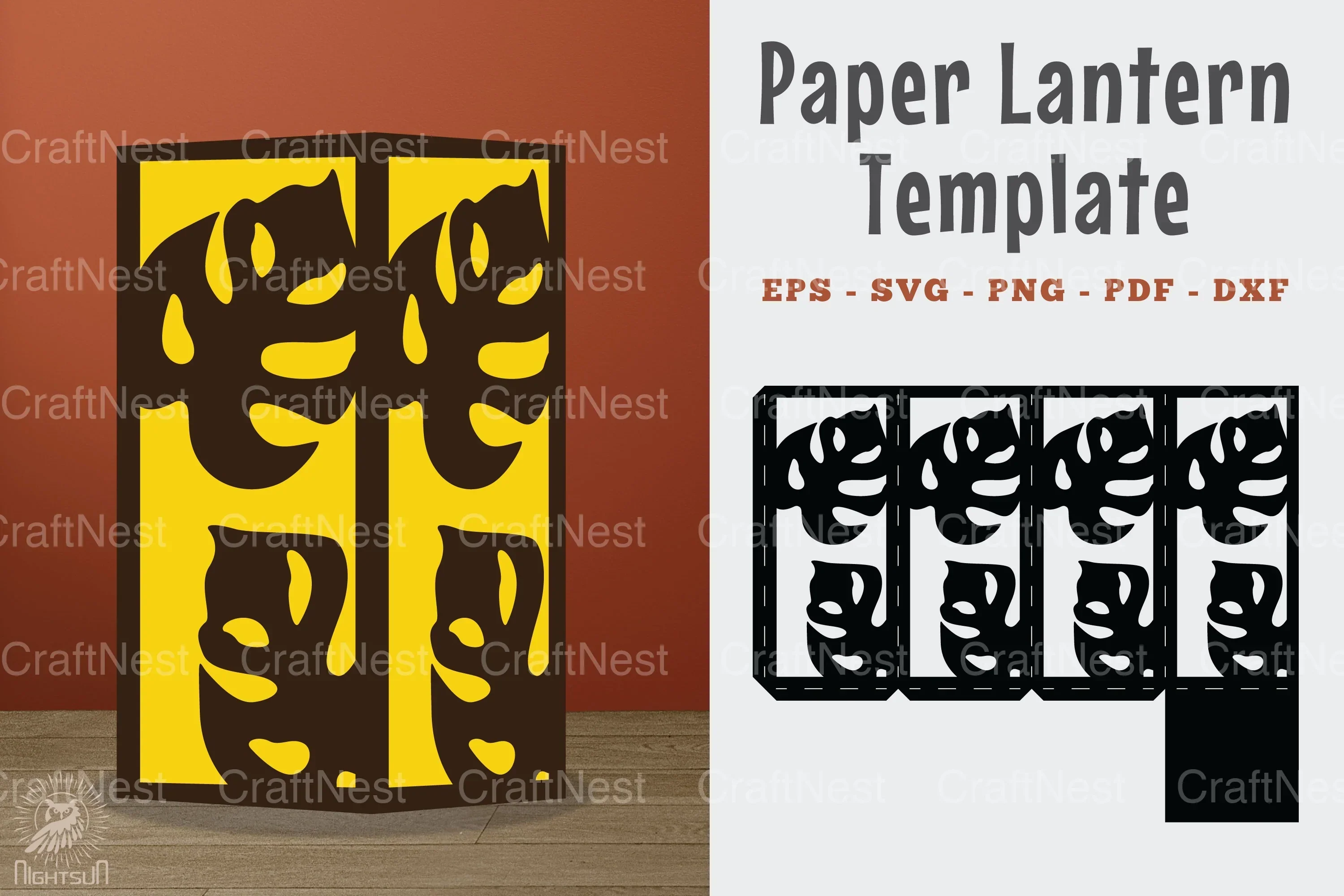 Monstera Papercut Lantern Template Bundle