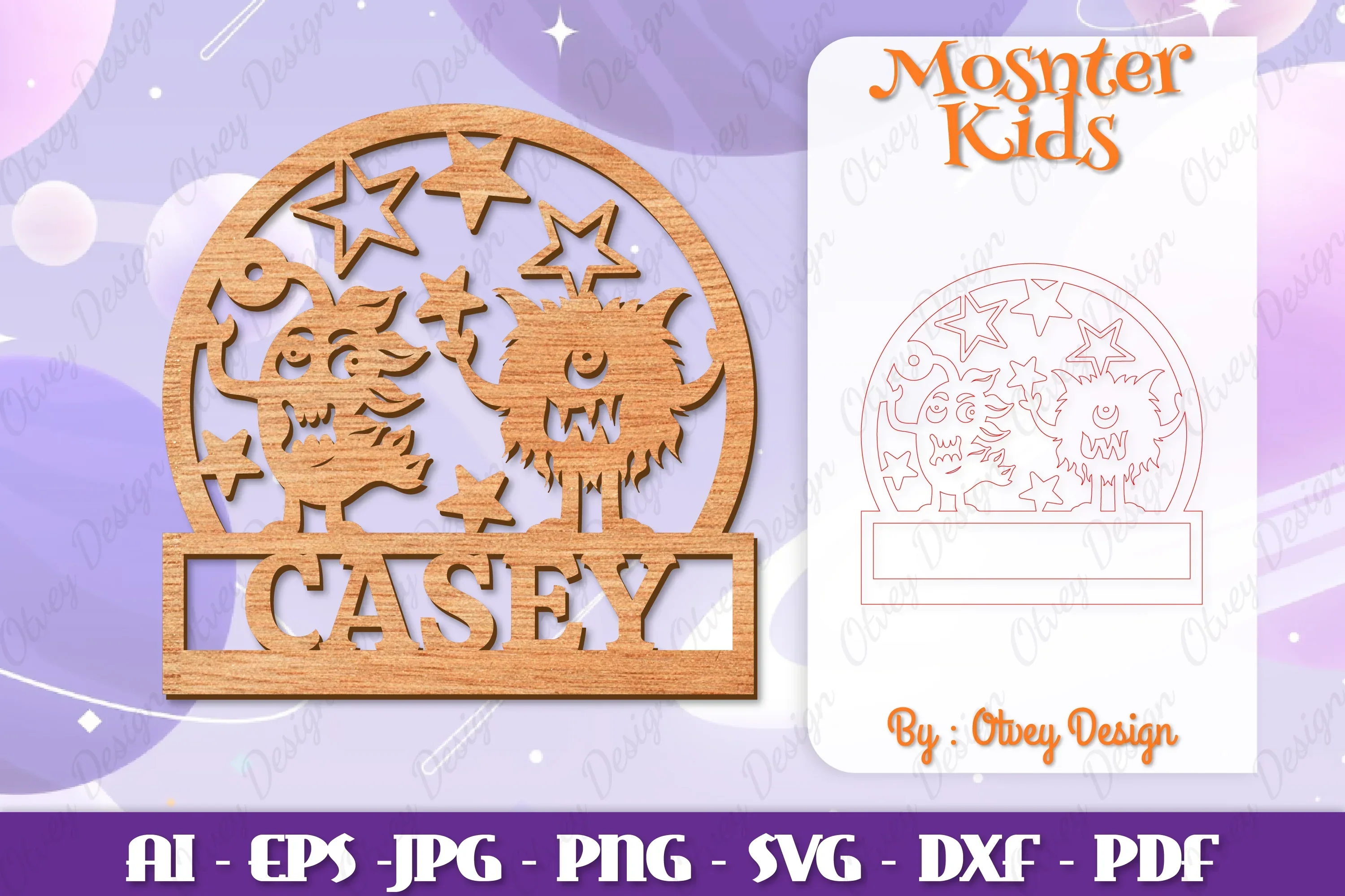 Monsters Kids Name Sign Lasercut SVG Bundle