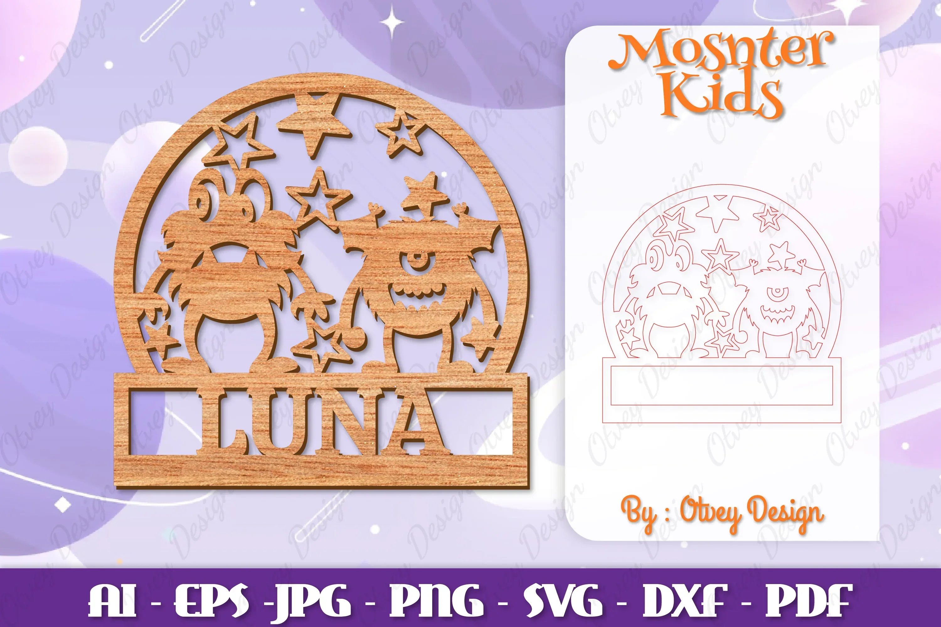 Monsters Kids Name Sign Lasercut SVG Bundle