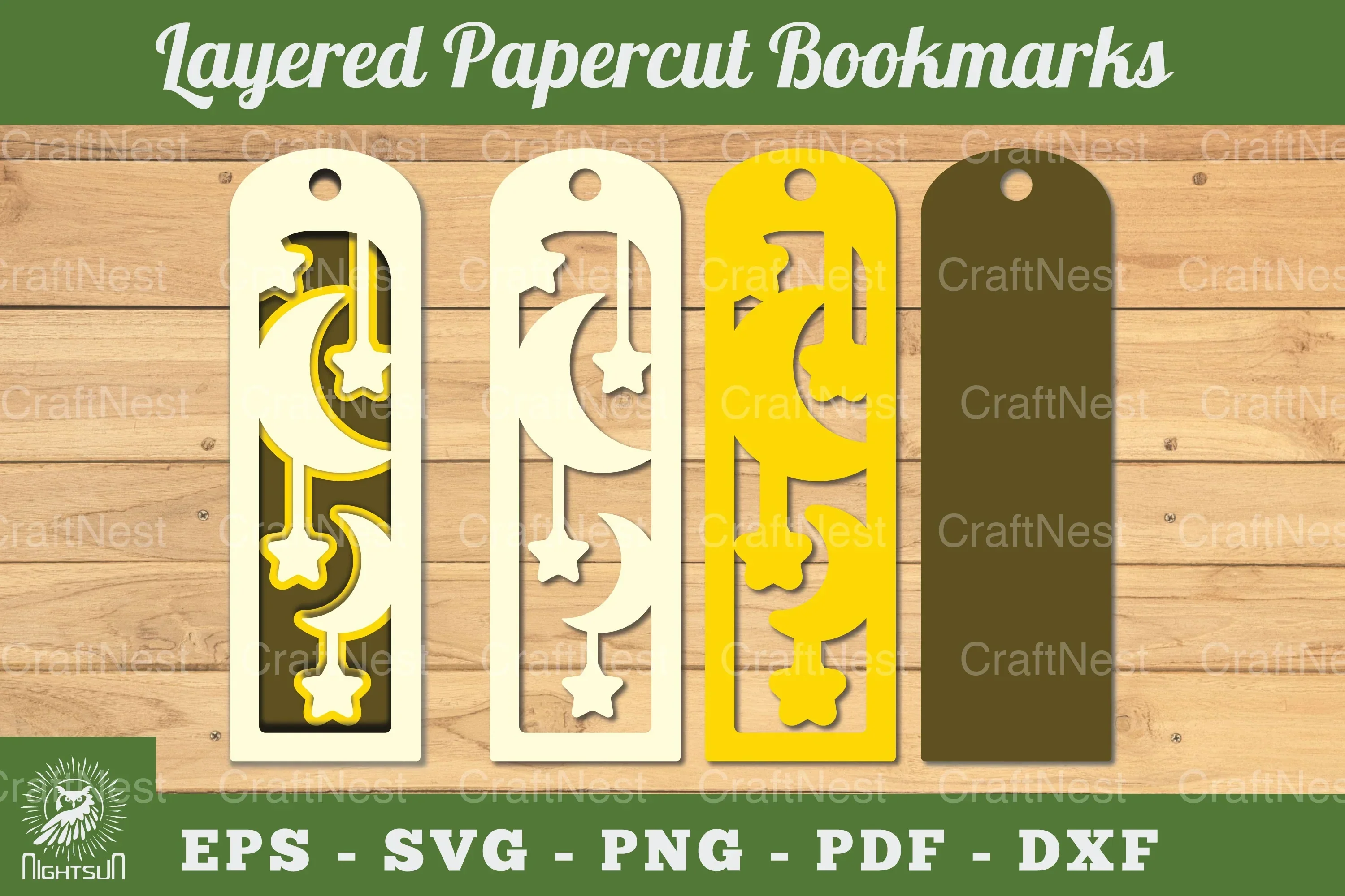 Moon and Stars Bookmark Clipart Bundle