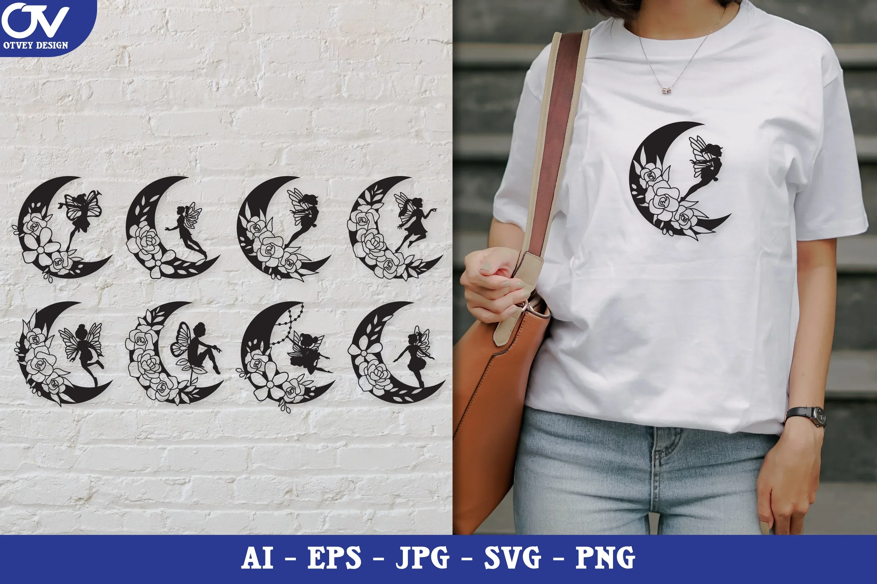 Moon Fairy Silhouette SVG Bundle - Image 2