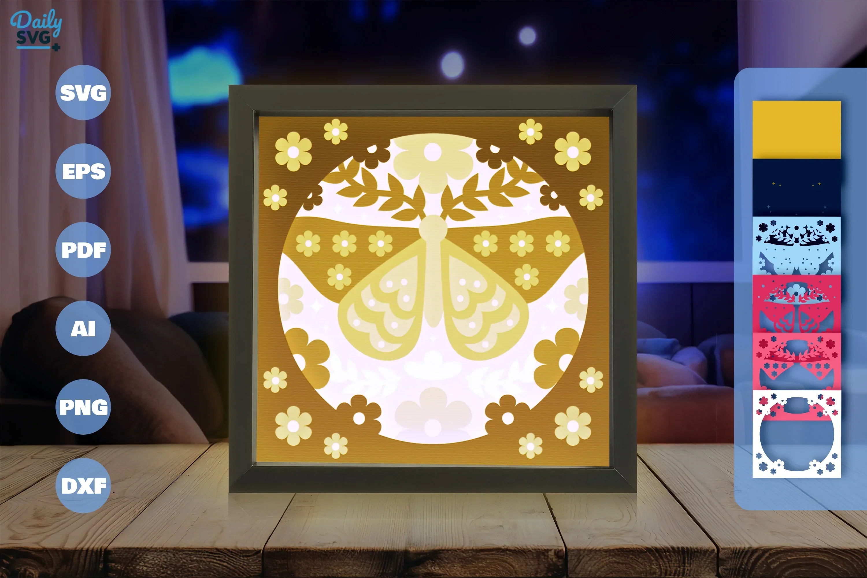Moth Folk Art Papercut SVG Bundle - Image 3