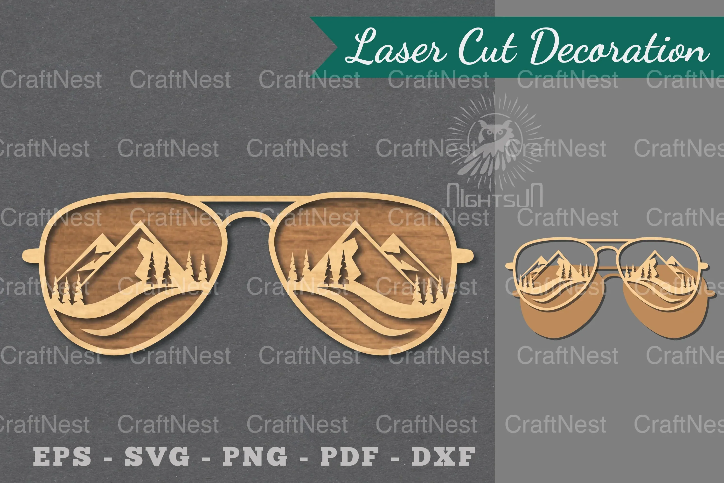 Mountain Glasses Laser Cut Decoration Clipart Bundle