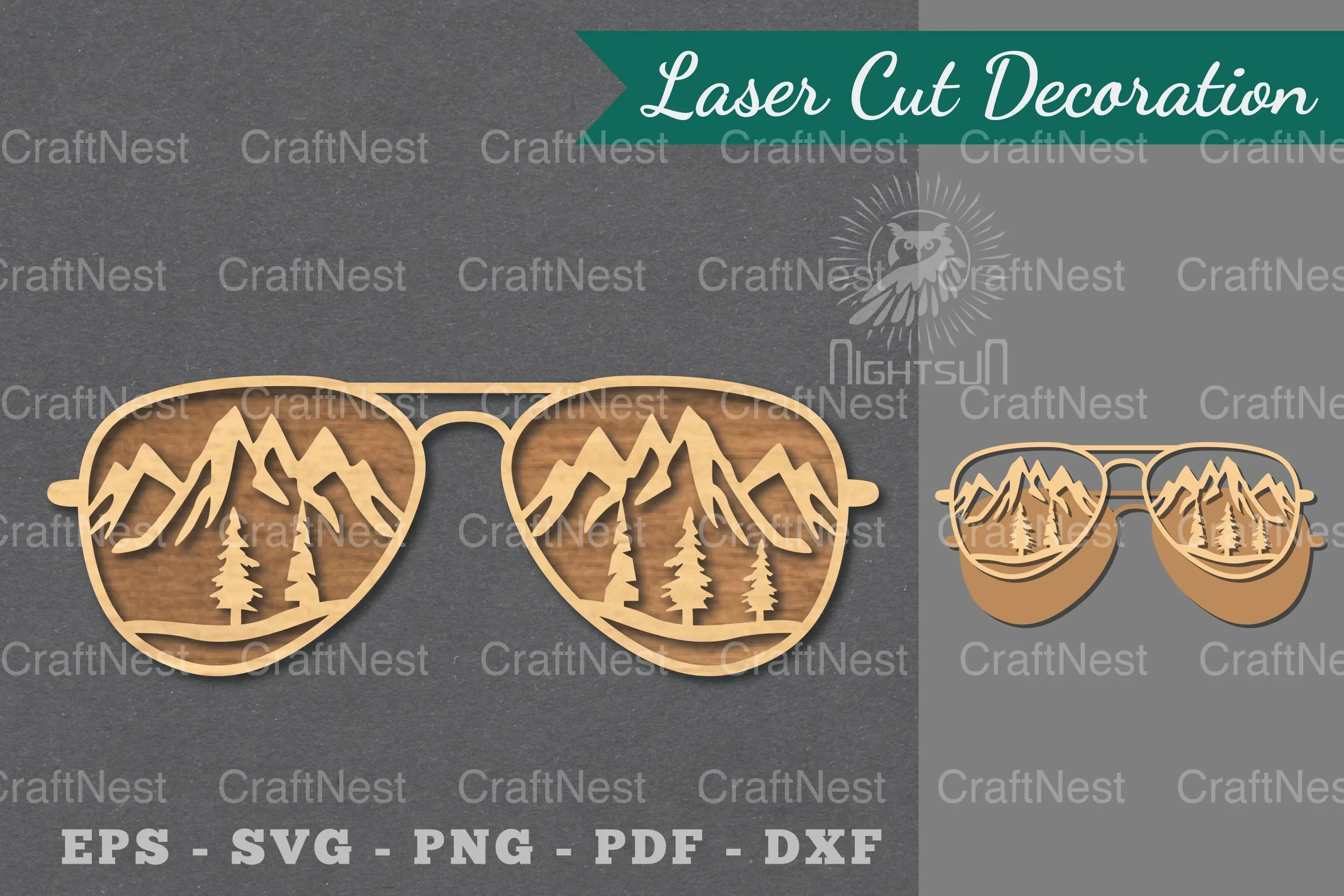 Mountain Glasses Laser Cut Decoration Clipart Bundle