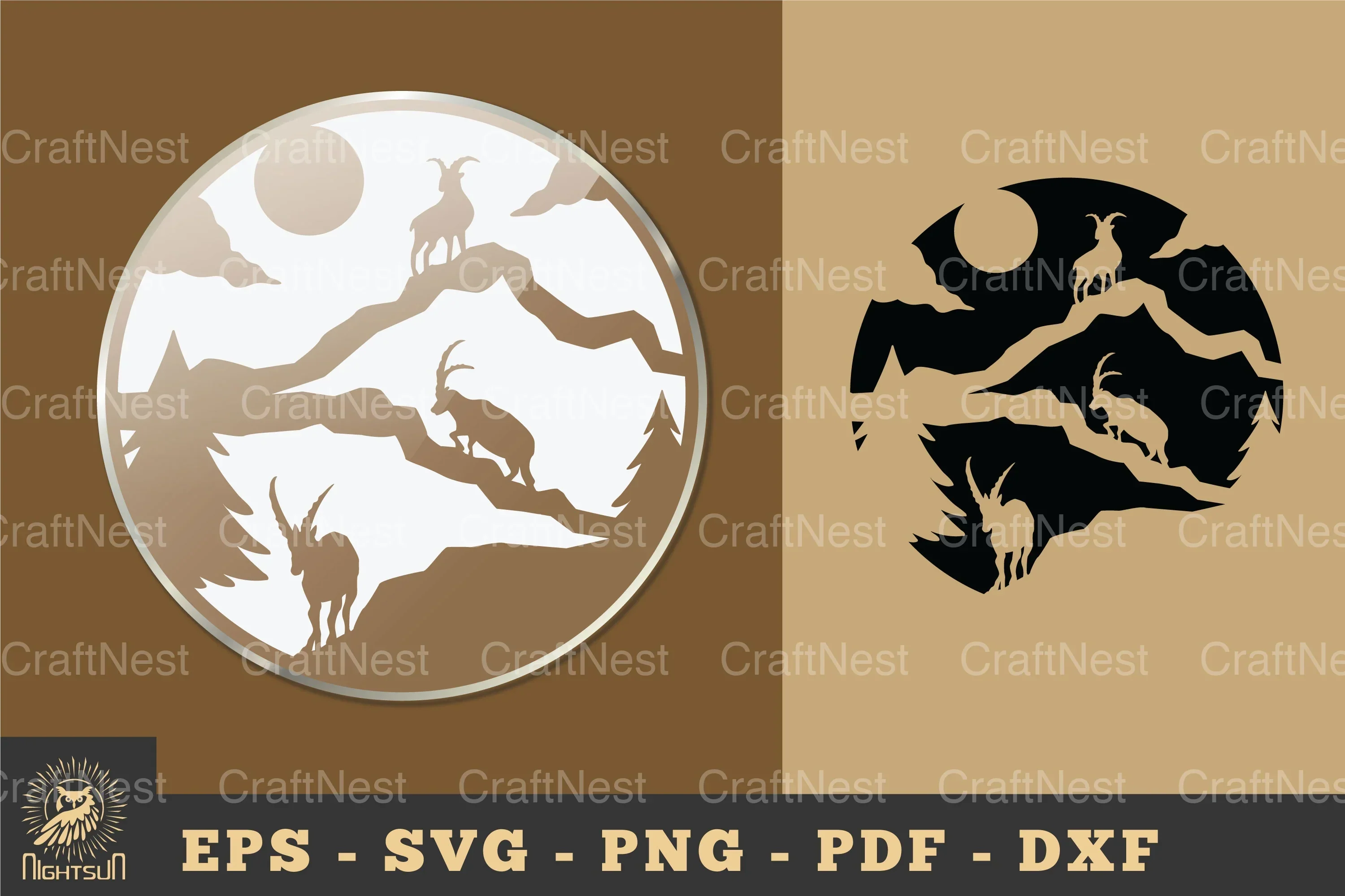 Mountain Goat Ornament Sticker Clipart Bundle