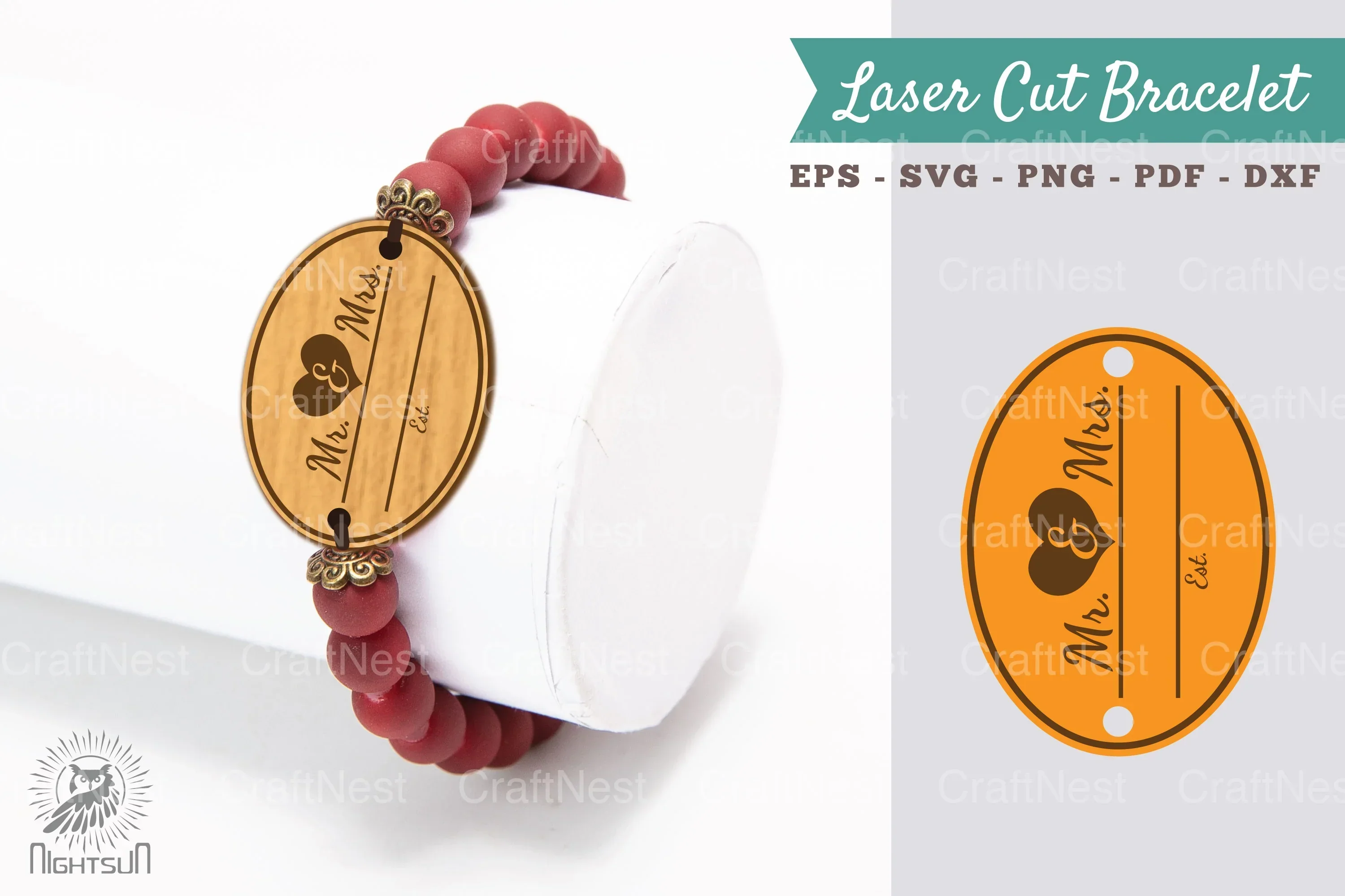 Mr and Mrs Laser Cut Bracelet SVG Bundle