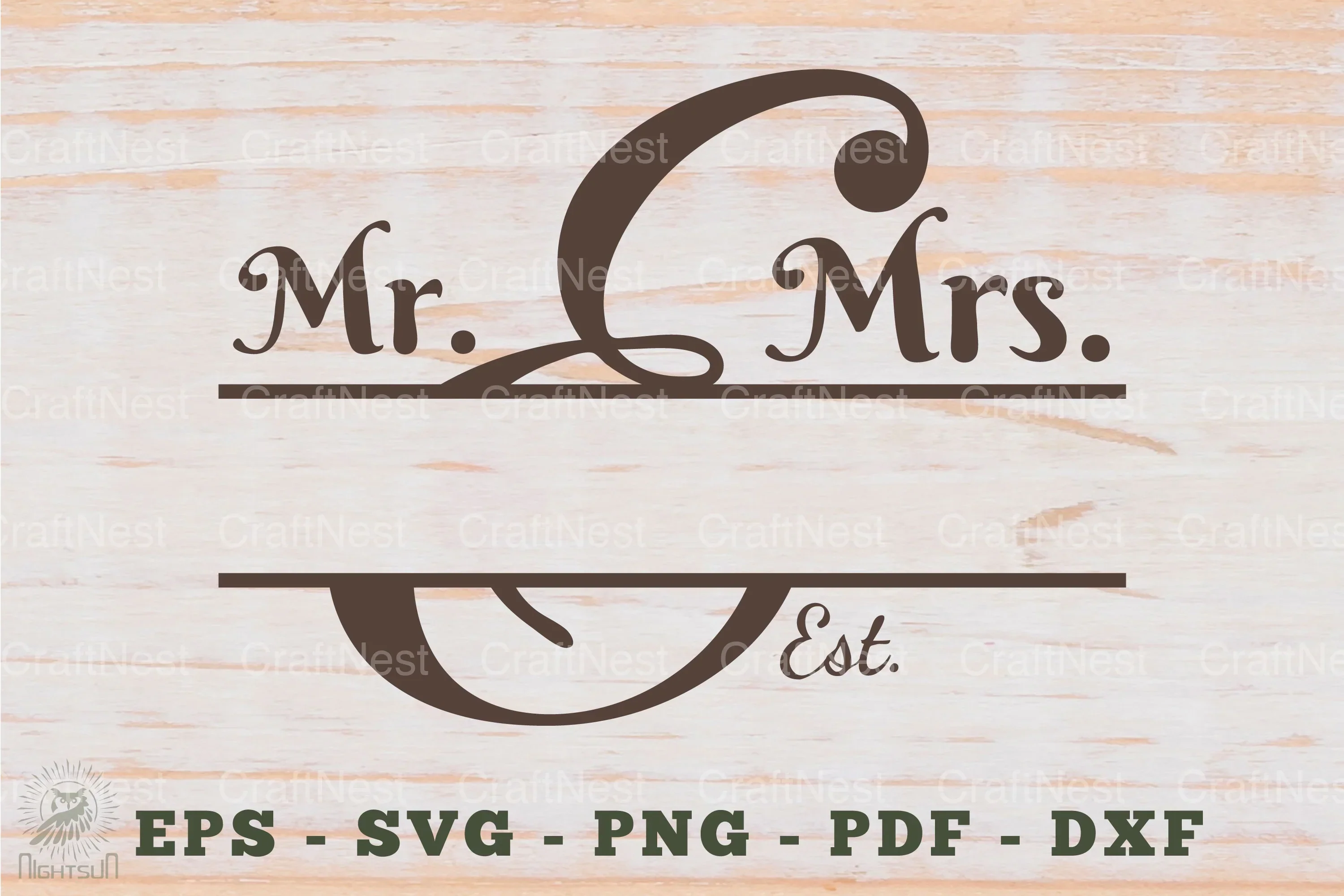 Mr and Mrs Split Monogram SVG Bundle