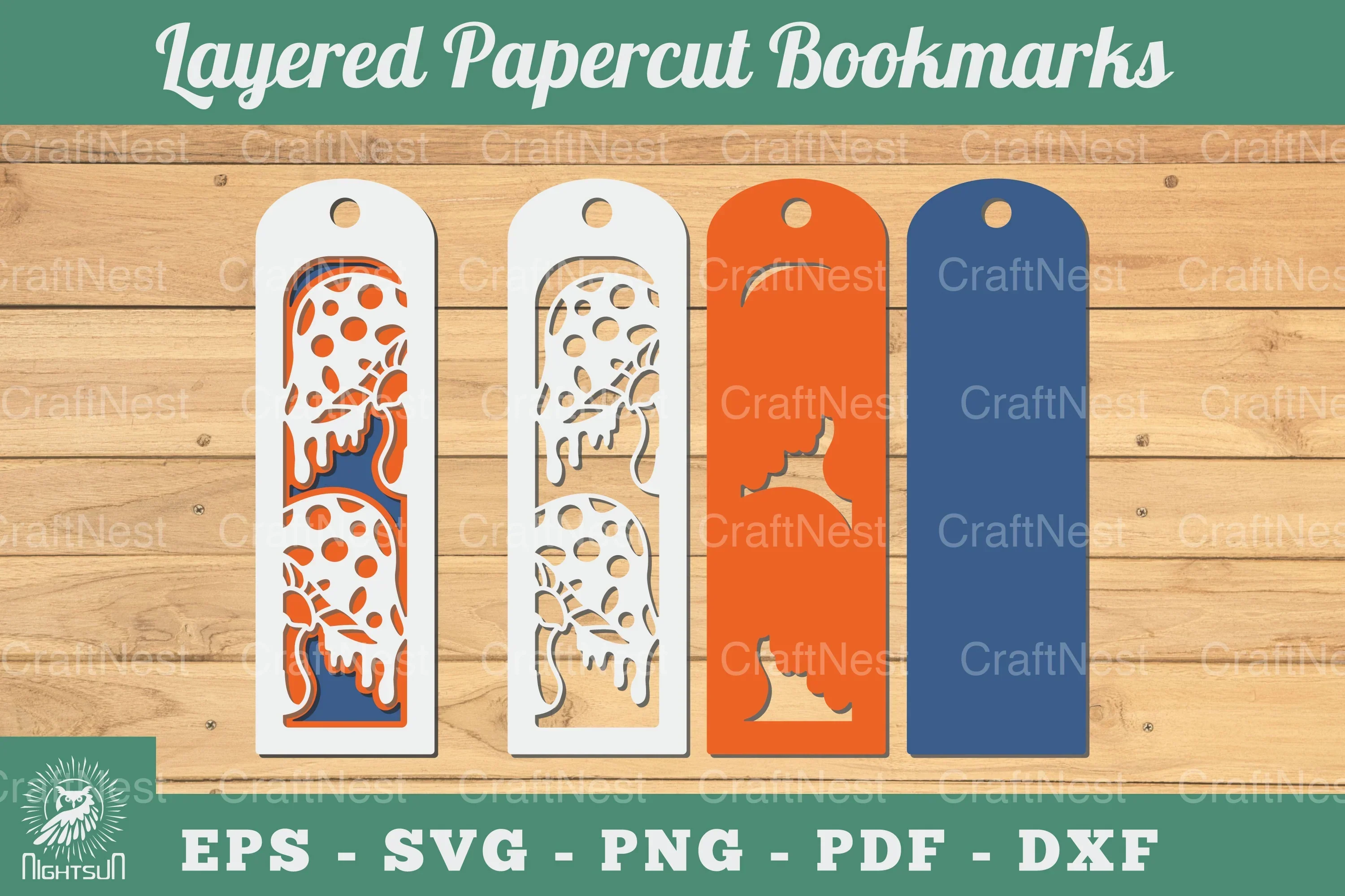 Mushroom 3D Papercut Bookmarks Clipart Bundle