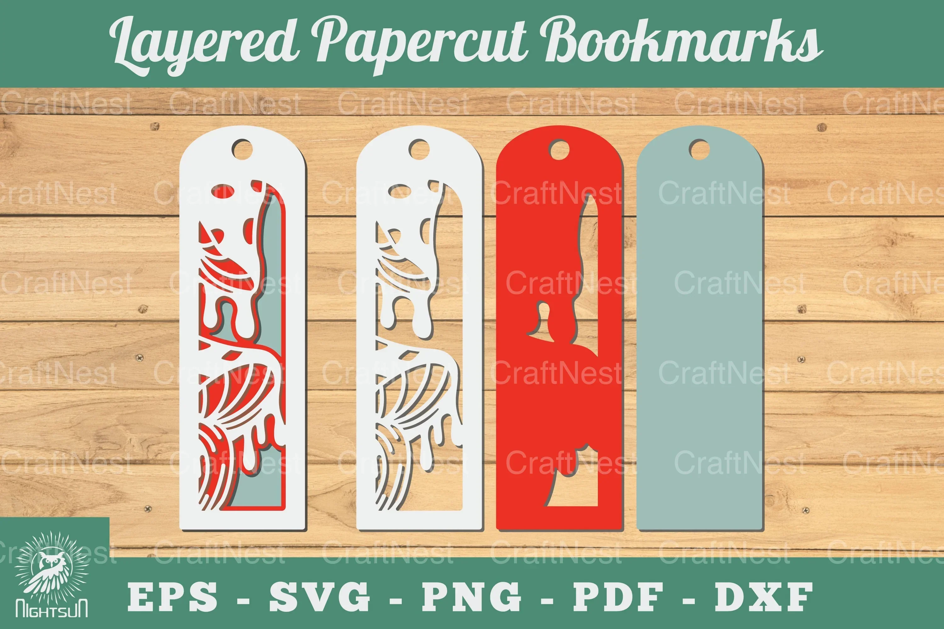Mushroom 3D Papercut Bookmarks Clipart Bundle
