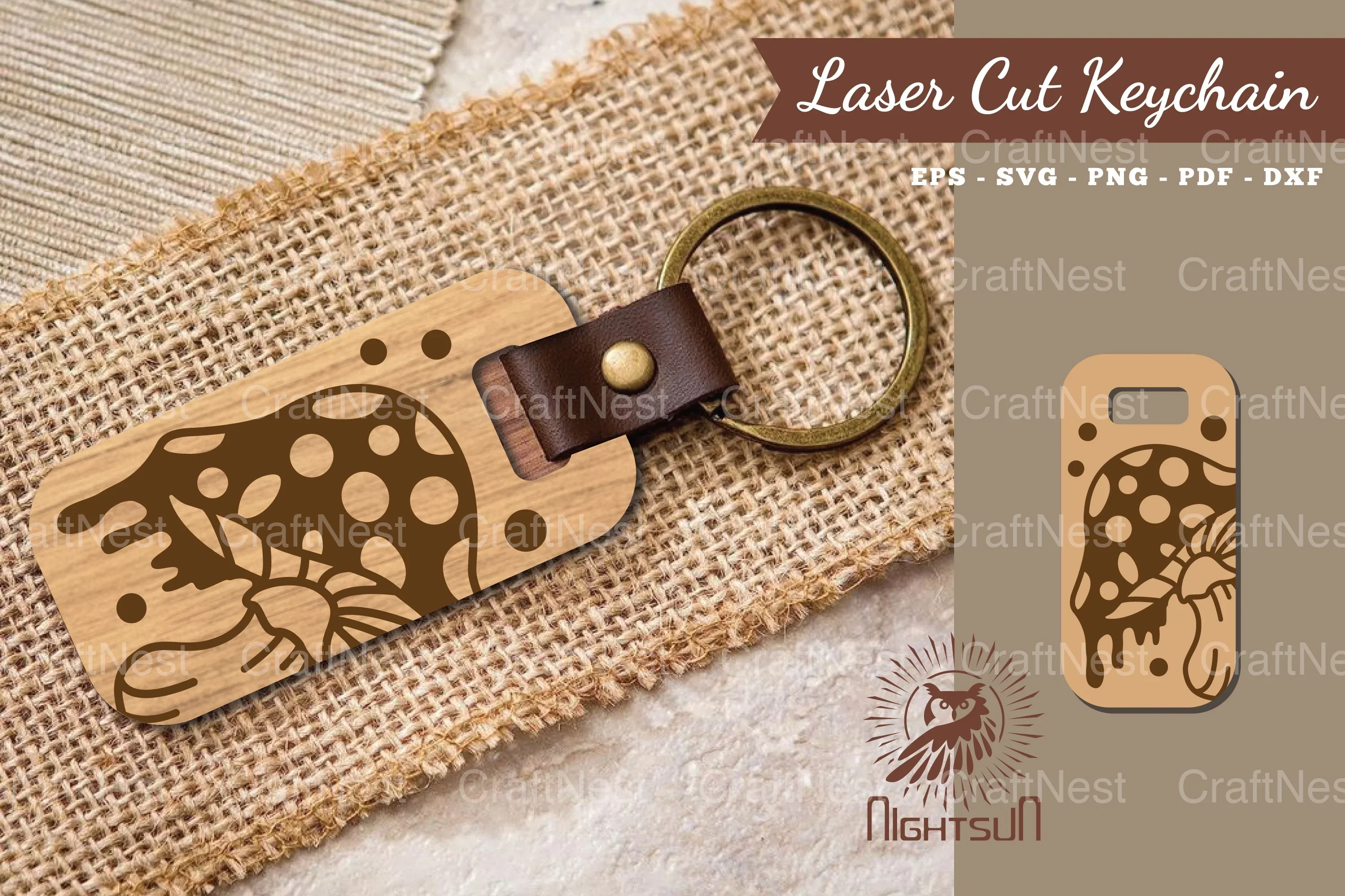 Mushroom Laser Cut Keychain Design Bundle
