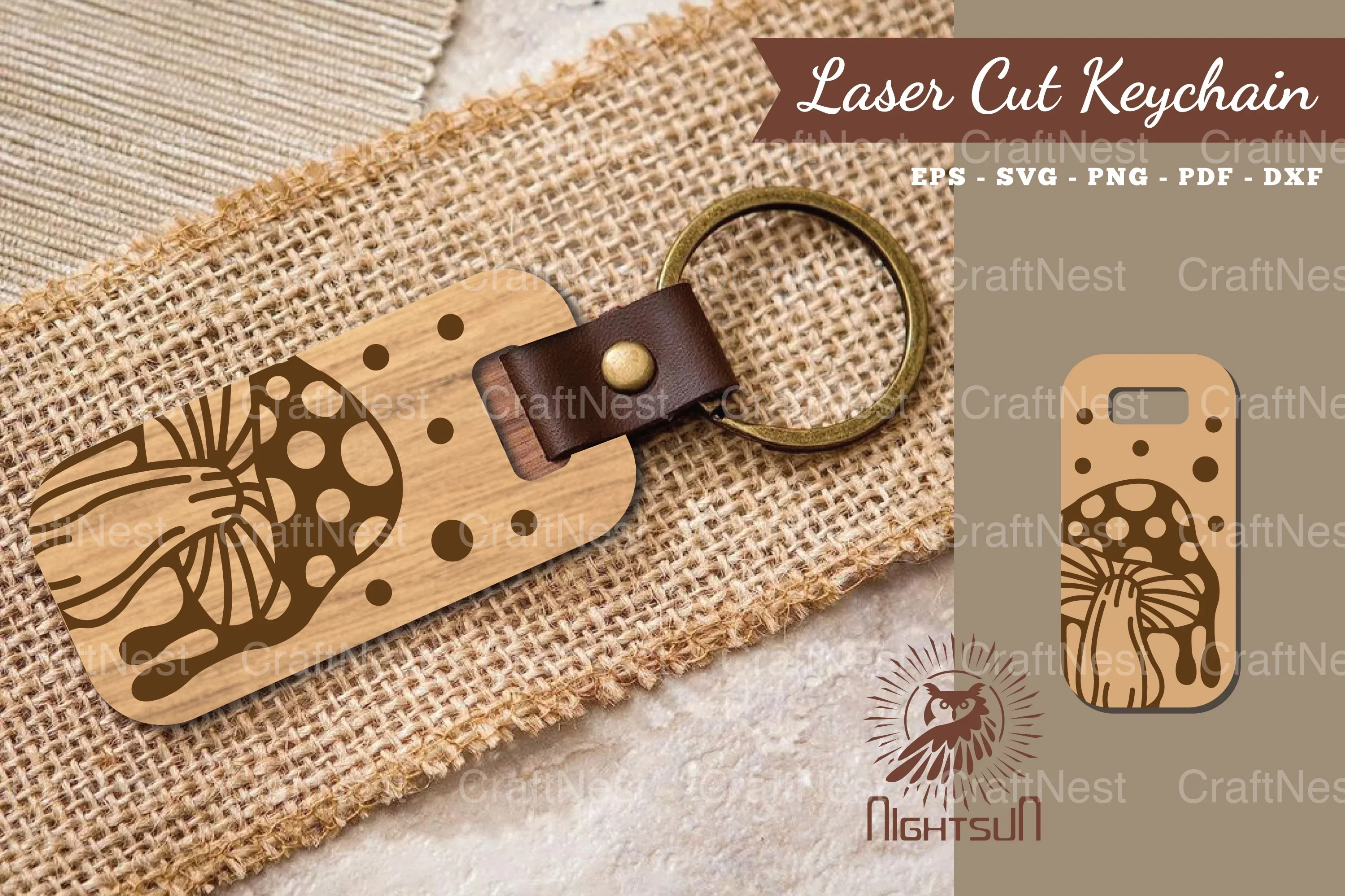Mushroom Laser Cut Keychain Design Bundle