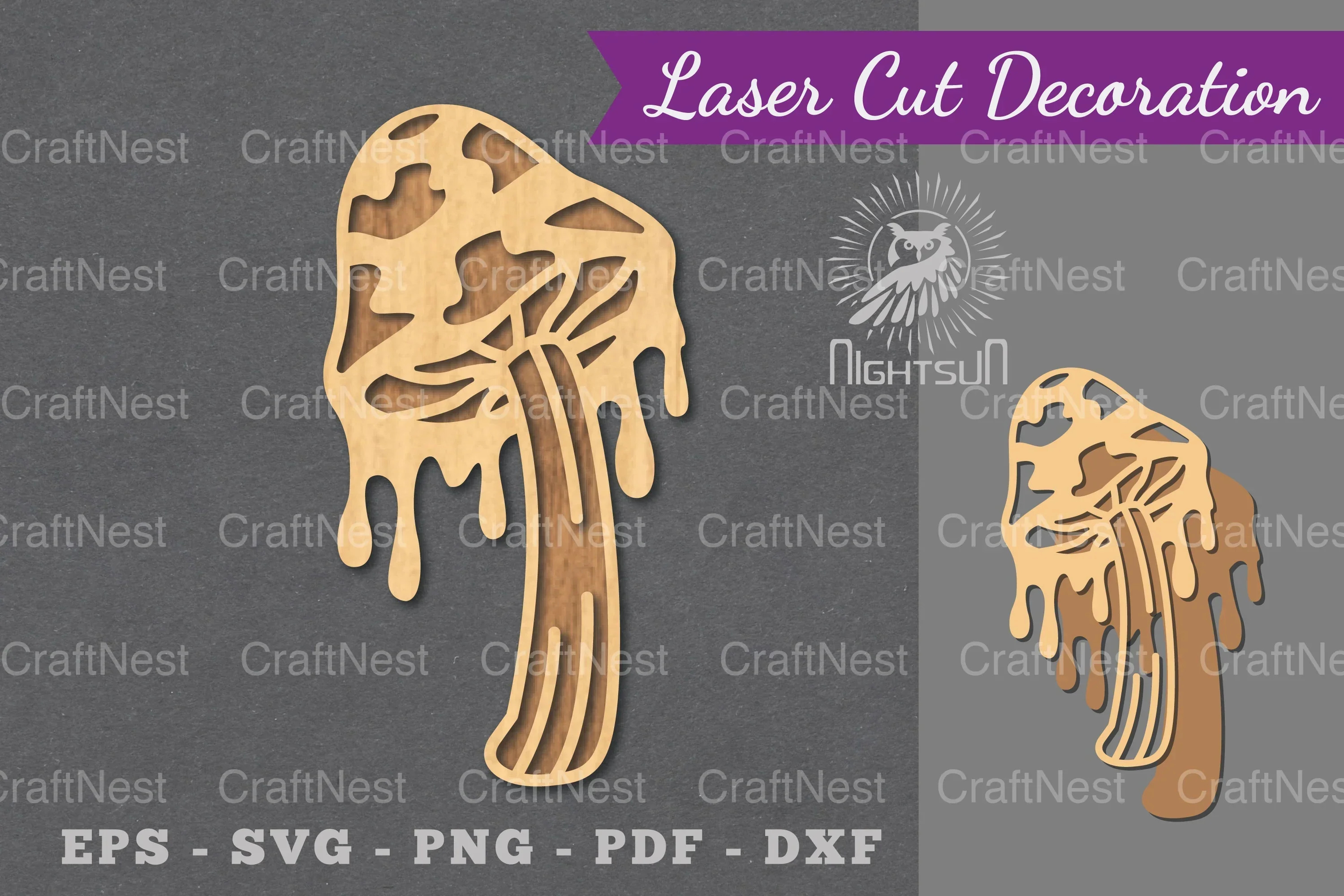 Mushroom Melted Laser Cut Decoration Clipart Bundle