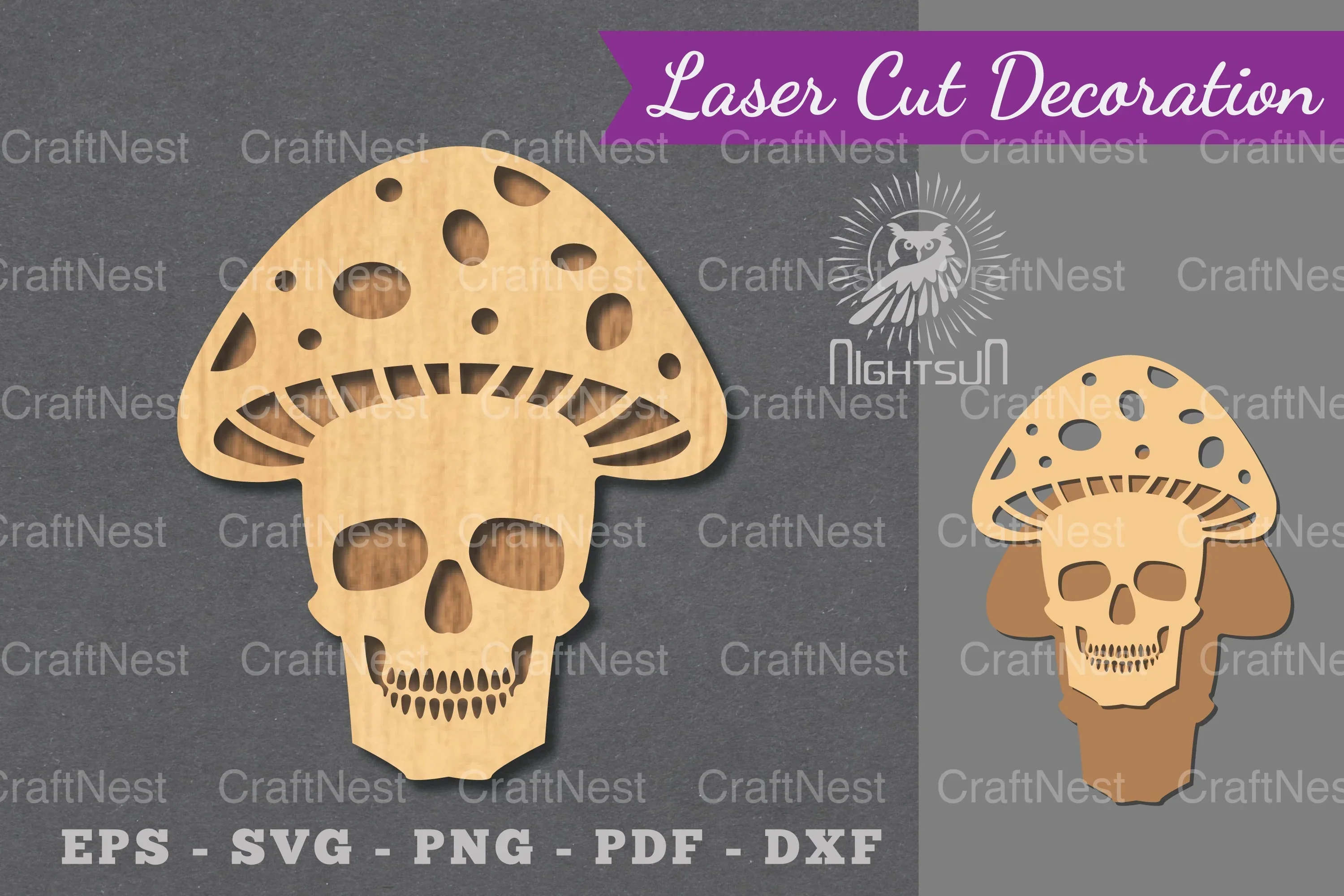 Mushroom Skull Laser Cut Decoration Clipart Bundle