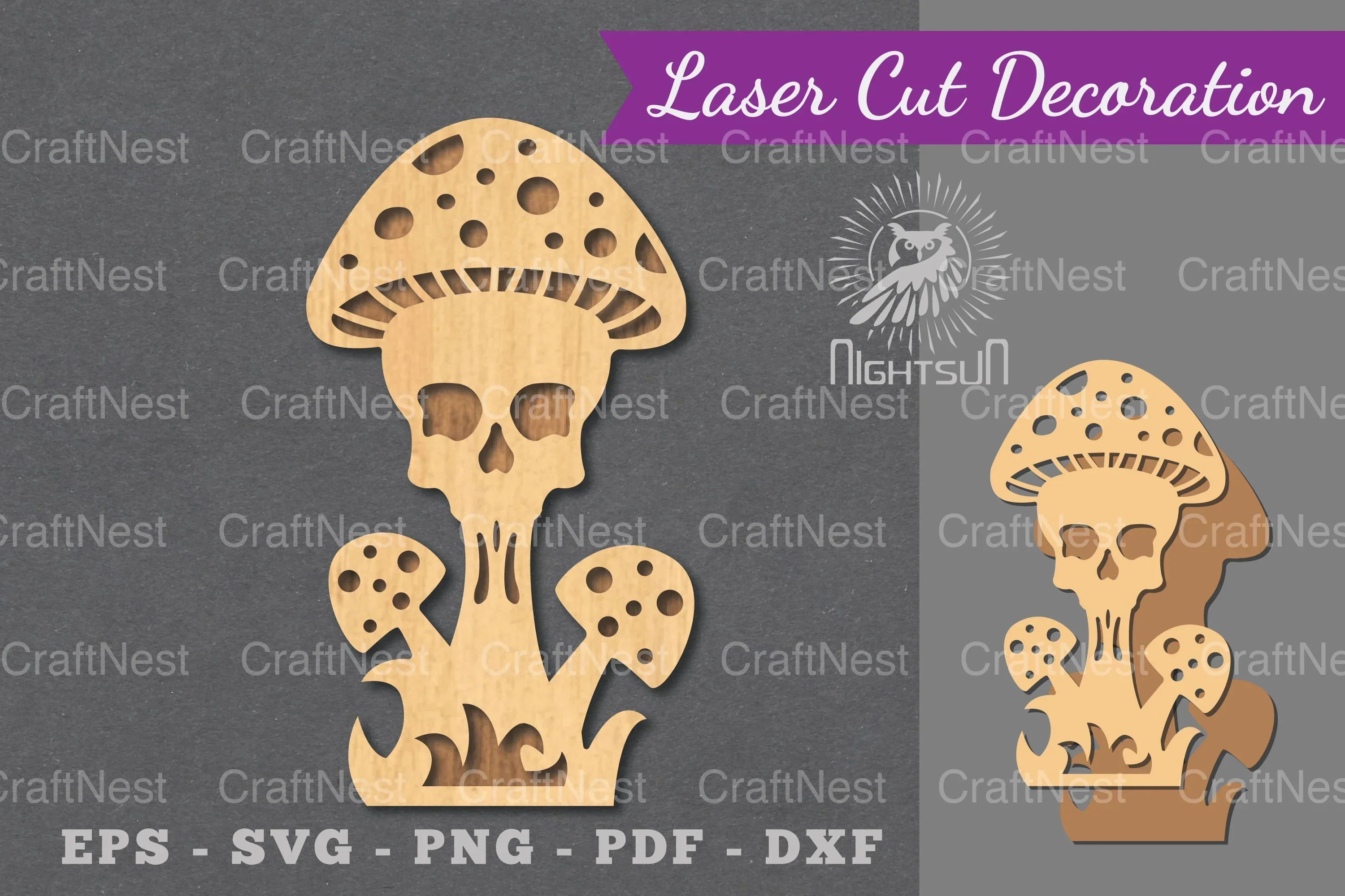 Mushroom Skull Laser Cut Decoration Clipart Bundle