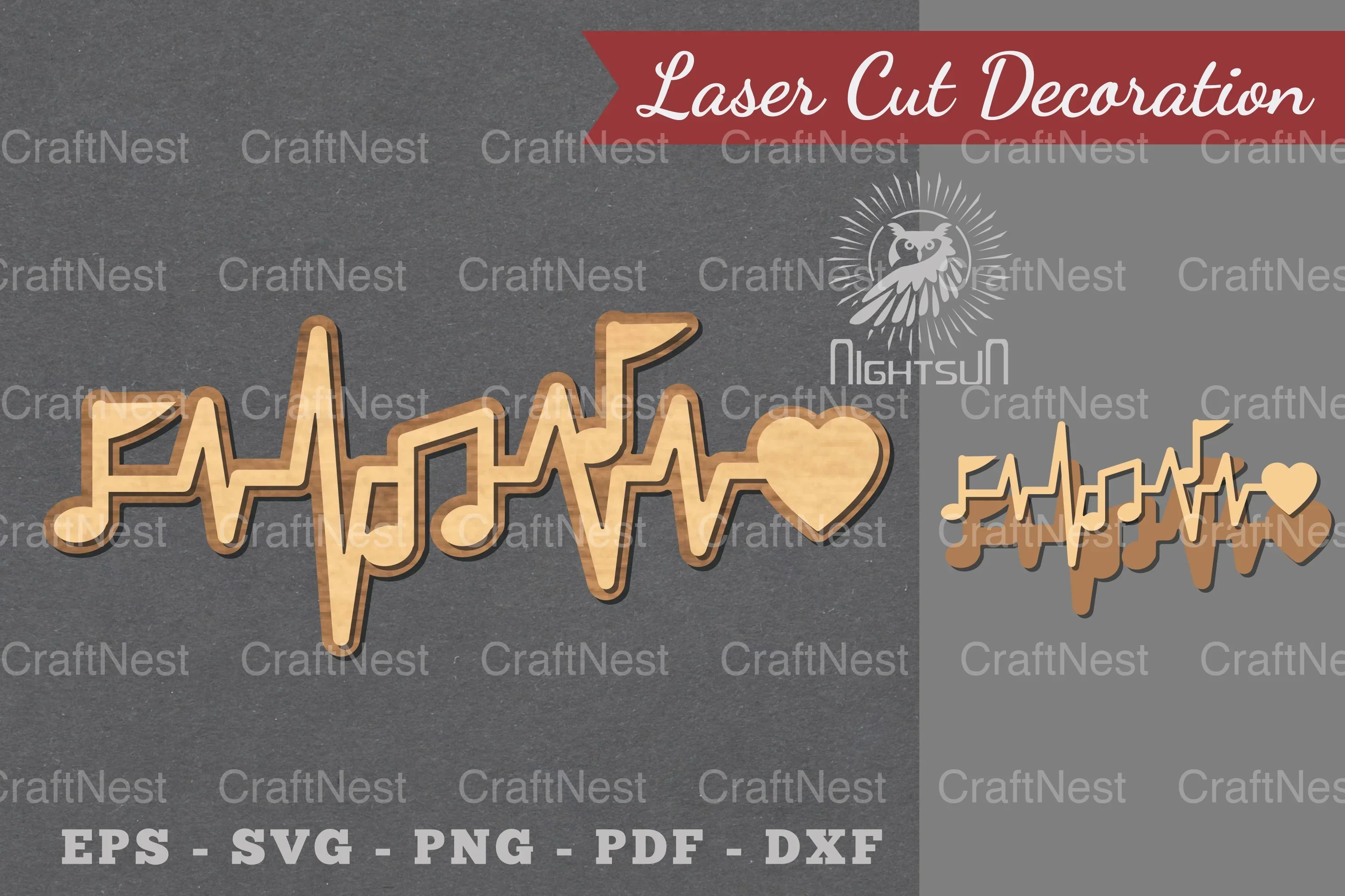 Music Notes Heartbeat Laser Cut Decoration Clipart Bundle
