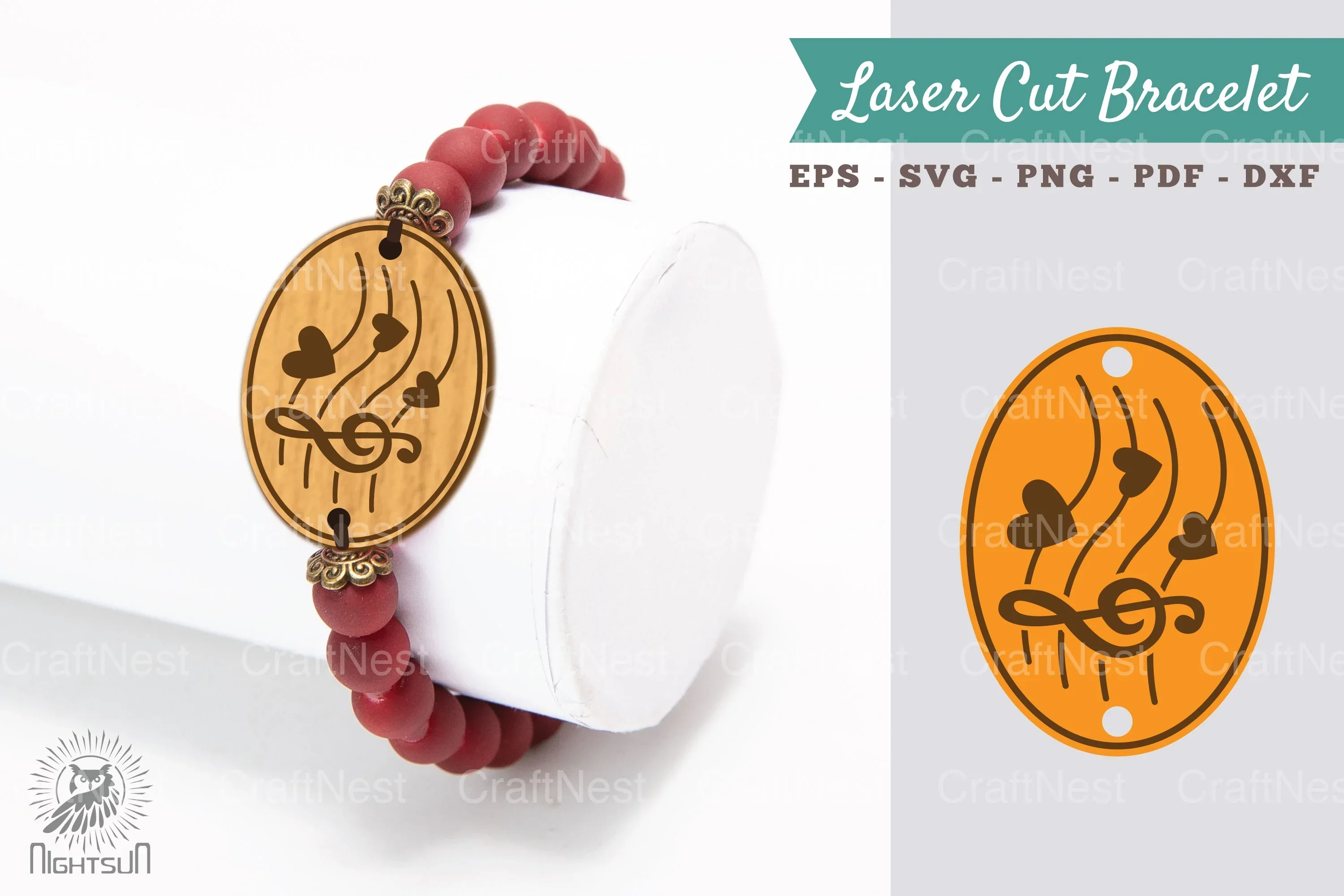 Music Notes Laser Cut Bracelet Design Bundle