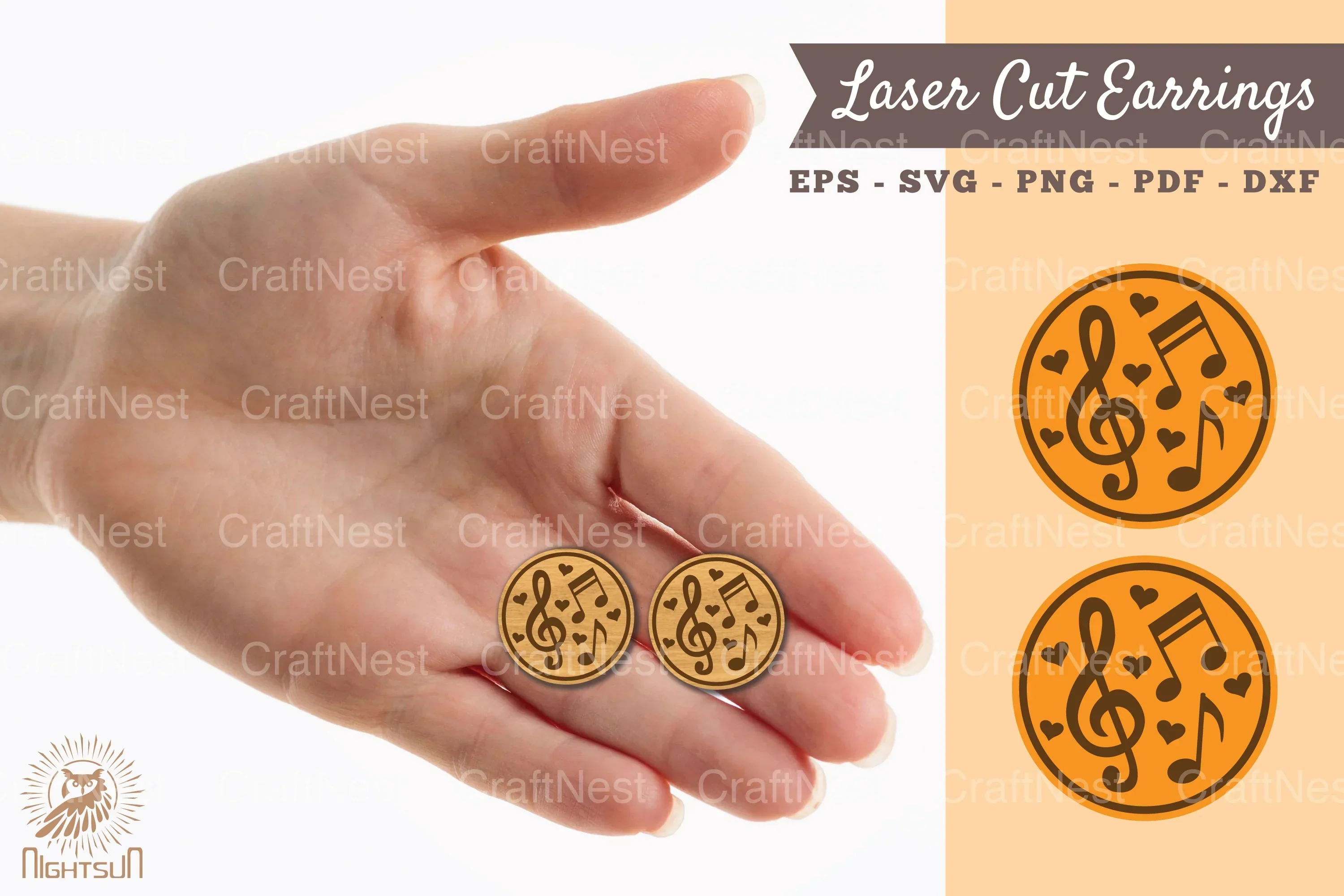Music Notes Laser Cut Earrings Design Bundle