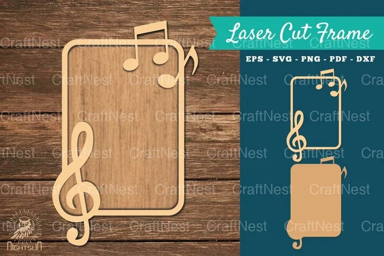 Music Notes Laser Cut Frame Clipart Bundle