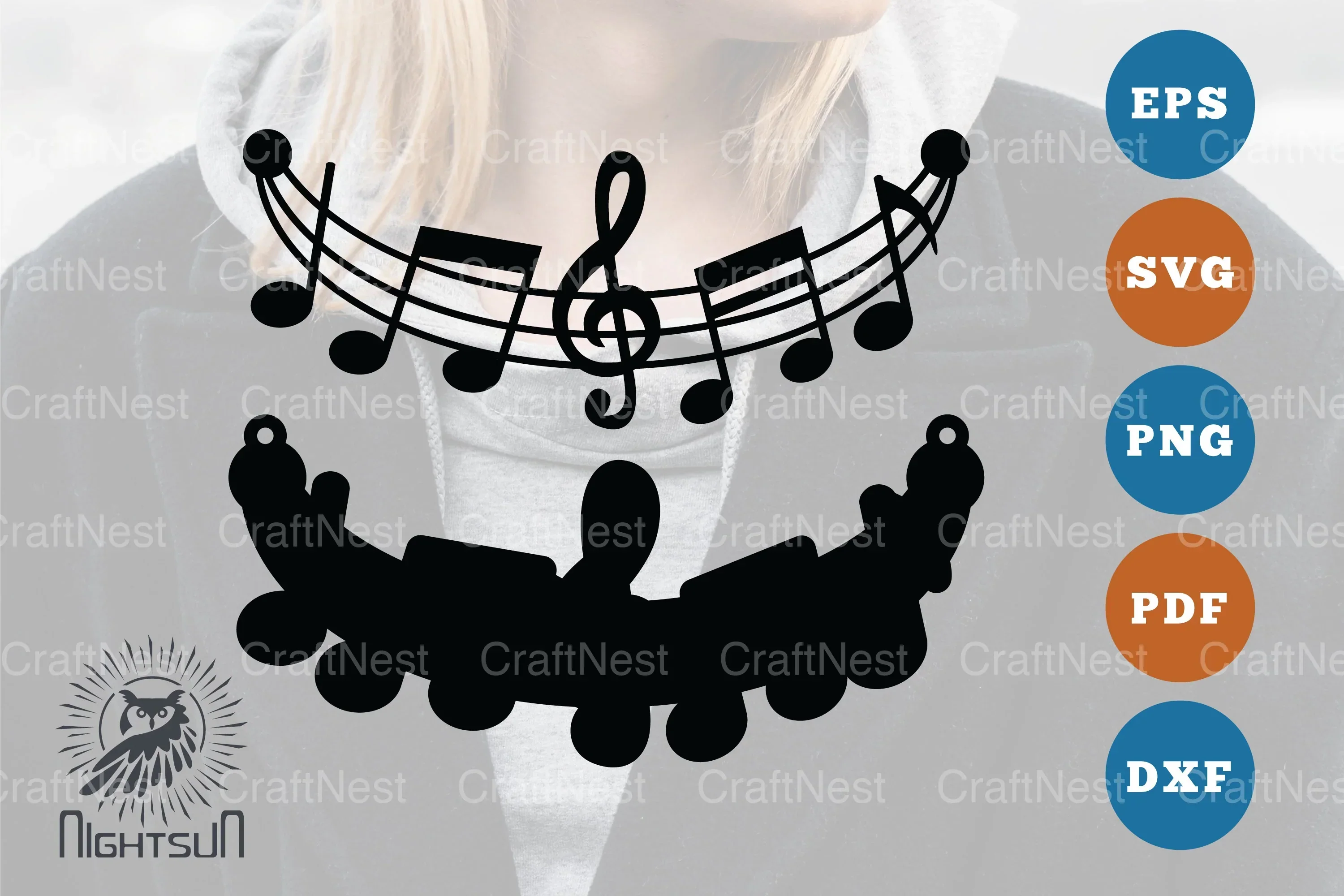 Music Notes Laser Cut Necklace Design Bundle - Image 2
