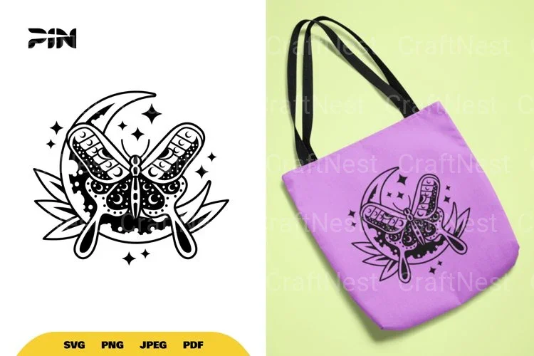 Mystical Moon and Moth SVG Bundle