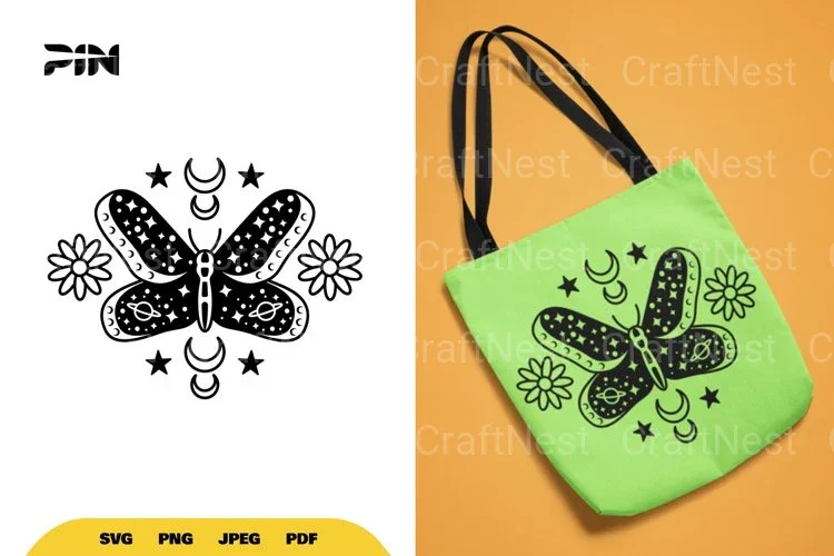 Mystical Moon and Moth SVG Bundle