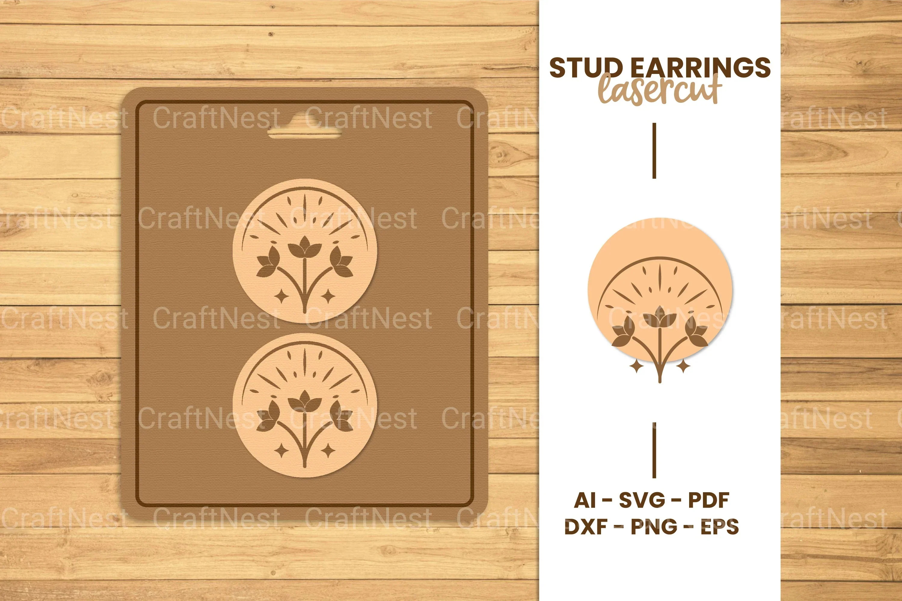 Mystical Stud Earrings Lasercut SVG Bundle