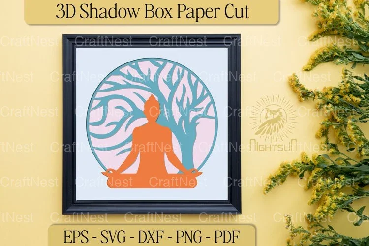 Namaste 3D Layered Paper Cut Clipart Bundle