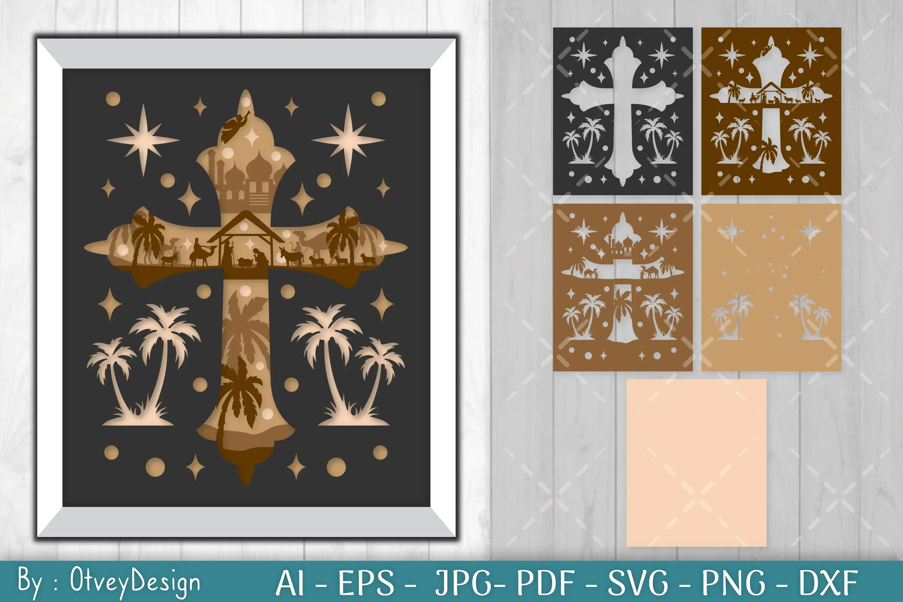 Nativiti Scene Jesus 3D Shadow Box Papercut SVG Bundle