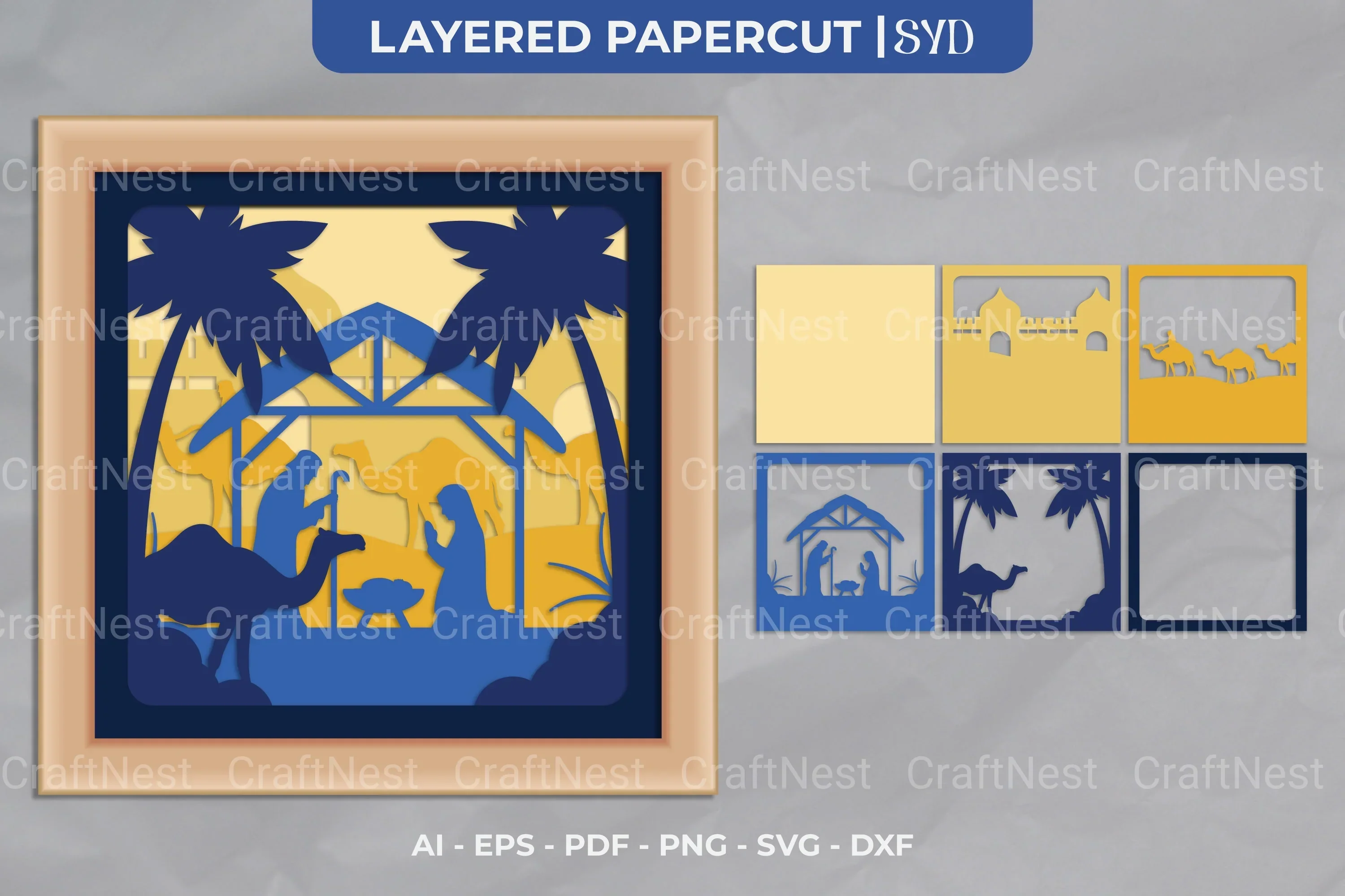 Nativity 3D Shadow Box SVG Bundle