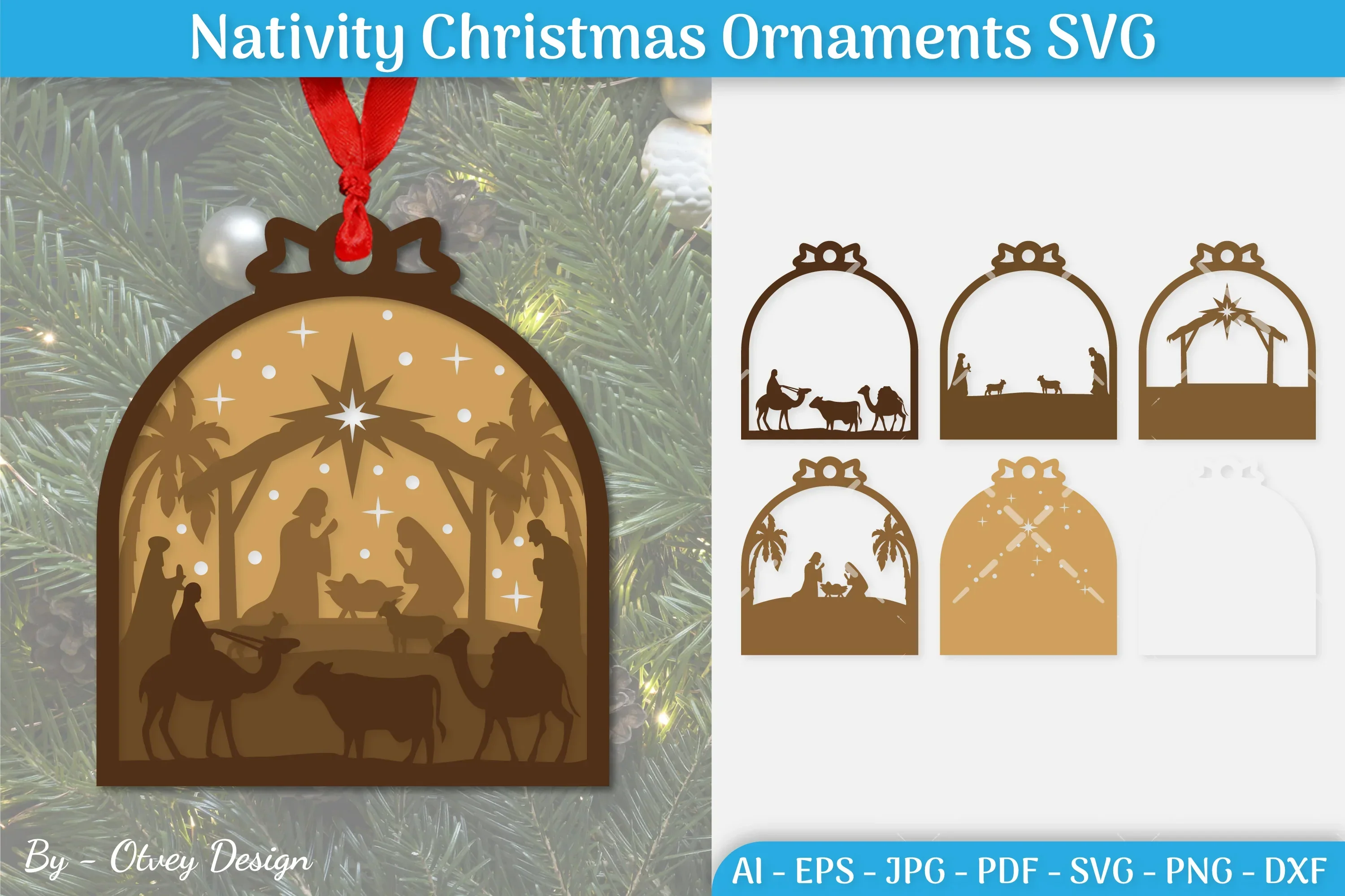 Nativity Christmas Ornament SVG Bundle for Cricut