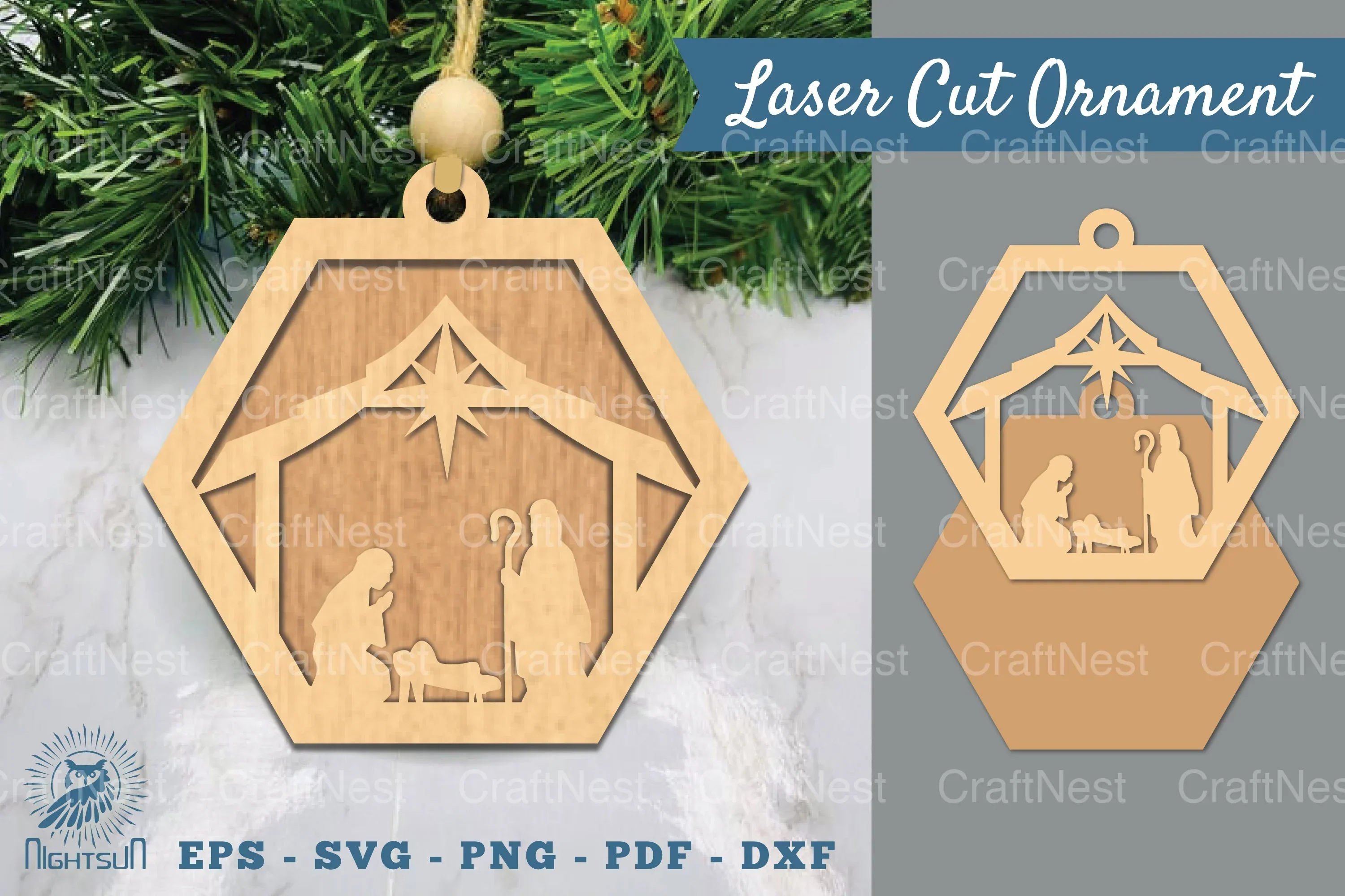 Nativity Laser Cut Ornament Clipart Bundle