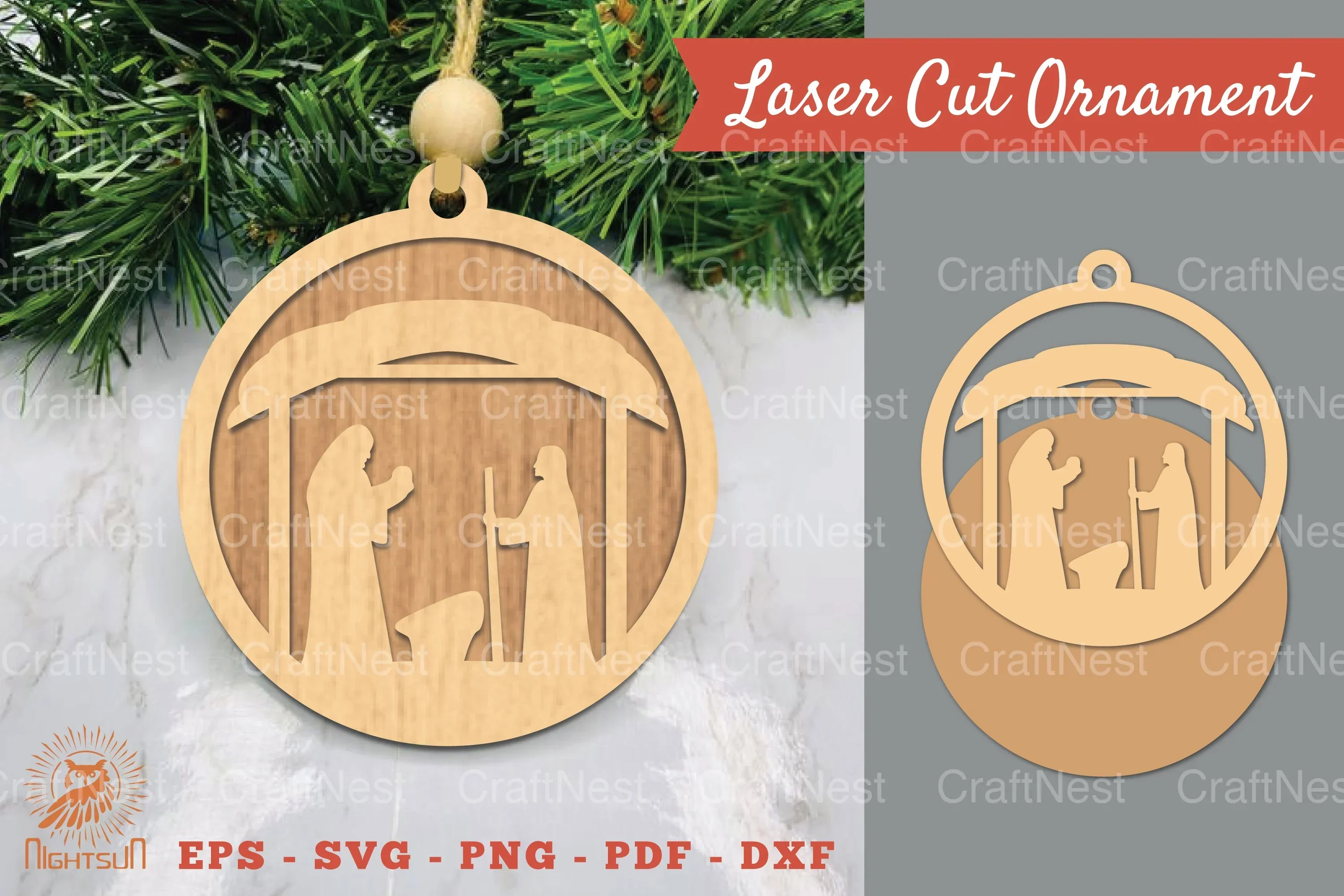 Nativity Laser Cut Ornament Clipart Bundle