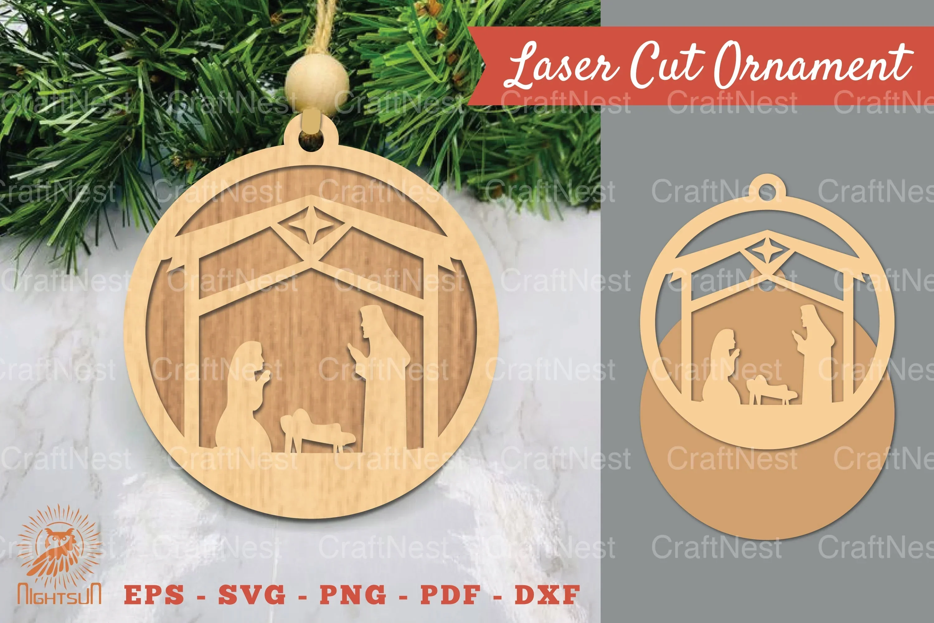 Nativity Laser Cut Ornament SVG Bundle