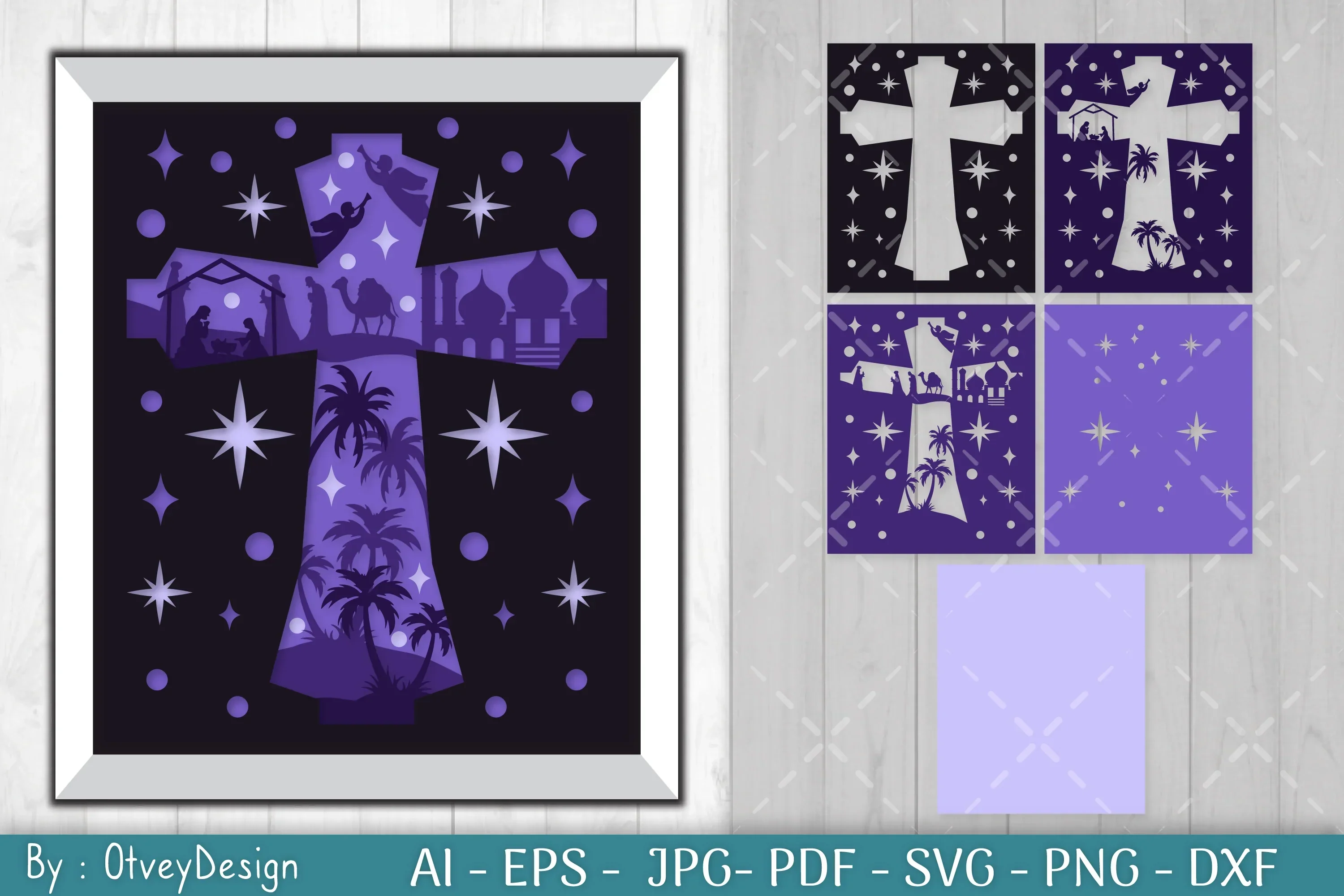 Nativity Scene 3D Shadow Box Papercut SVG Bundle