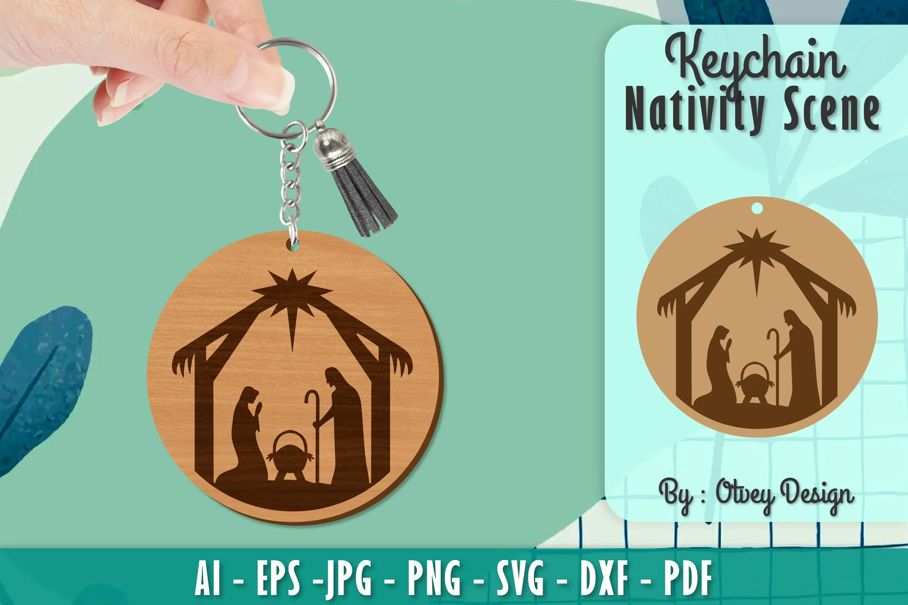 Nativity Scene Keychain Laser Cut SVG Bundle